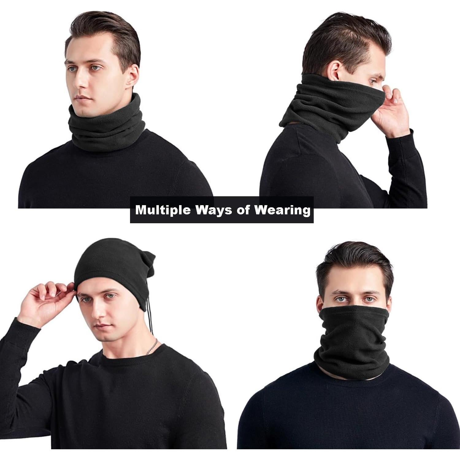 12 Piezas Calentador de Cuello Polar Unisex Negro Multifuncional