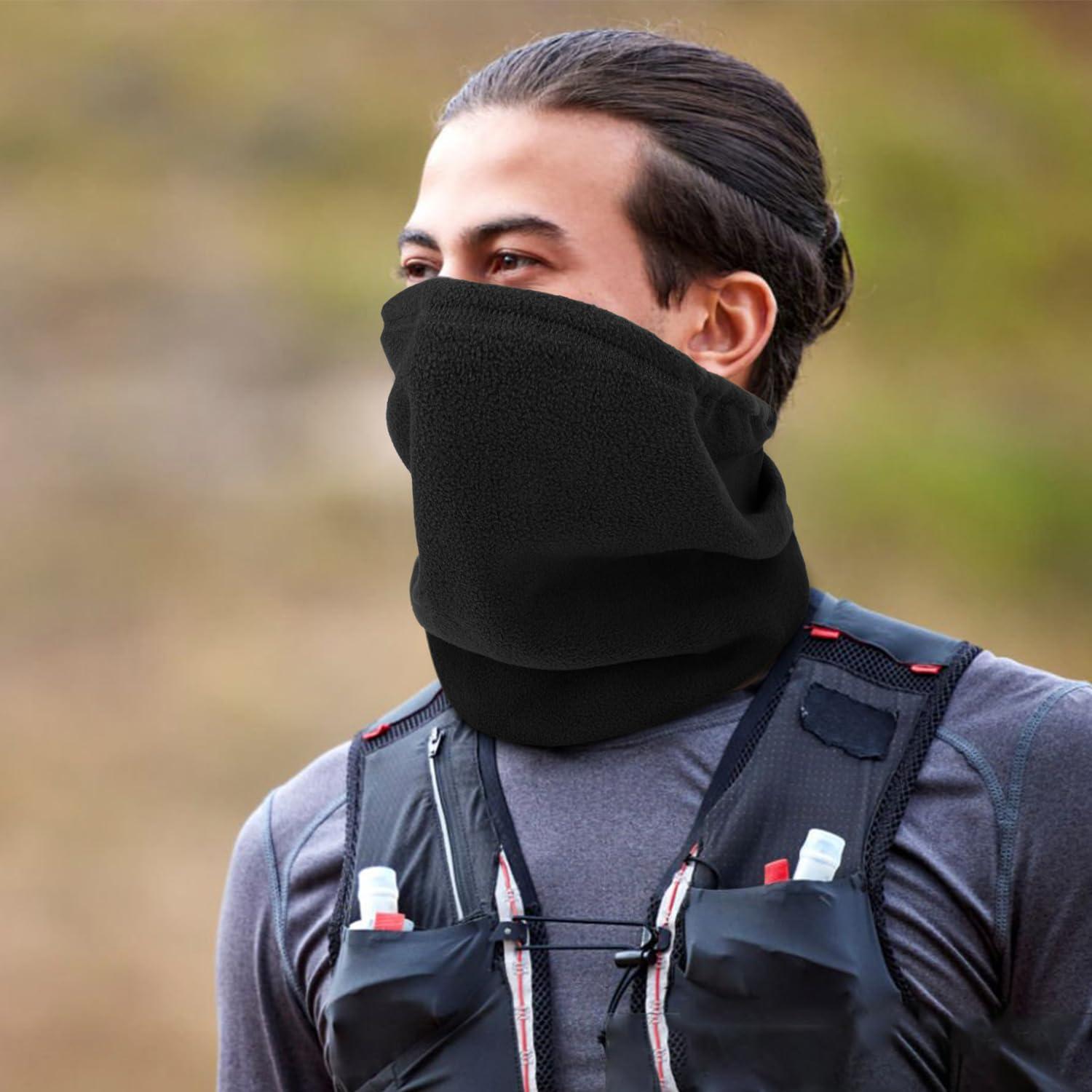 12 Piezas Calentador de Cuello Polar Unisex Negro Multifuncional