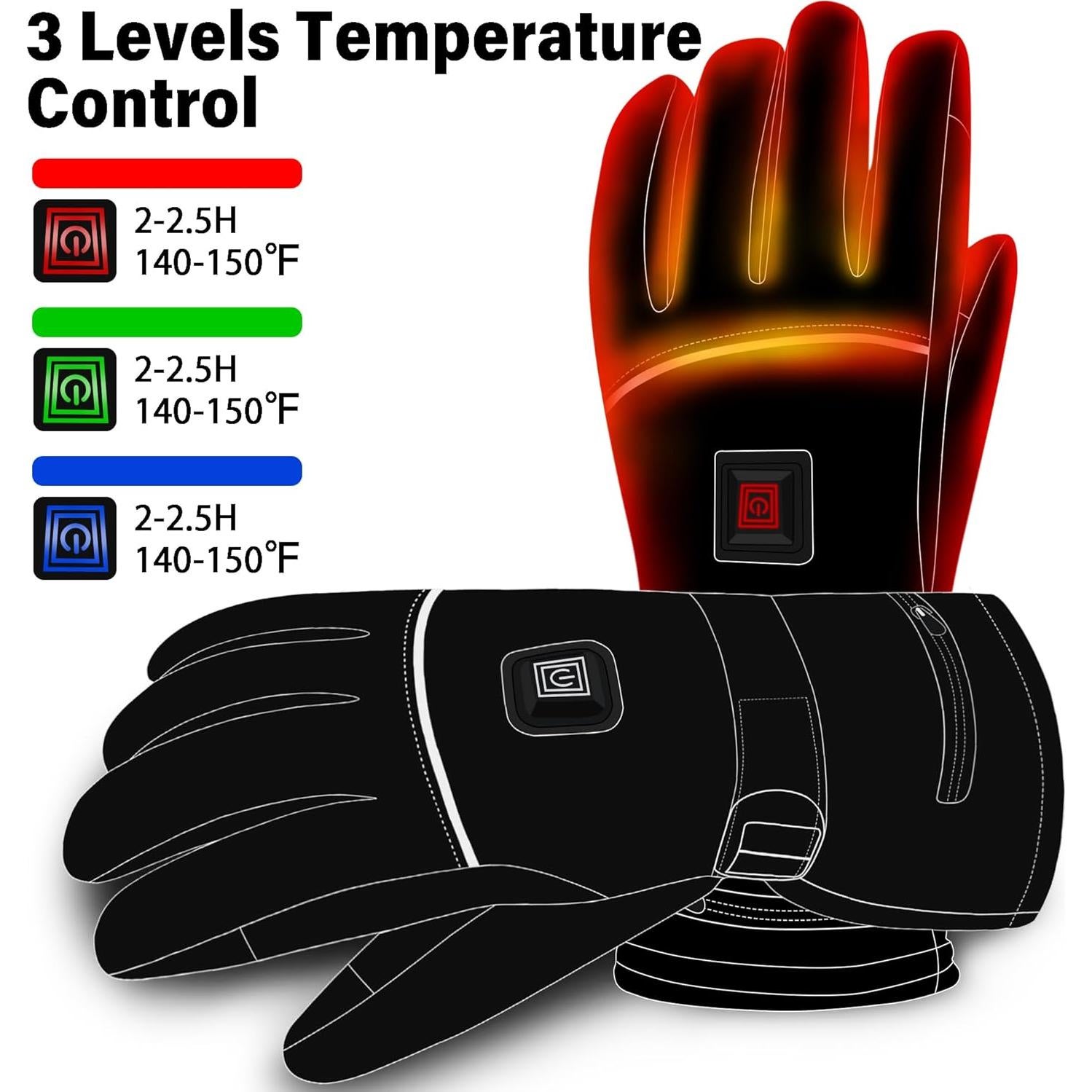 Guantes Calentados Eléctricos Autocastle Térmicos 7.4V Touch
