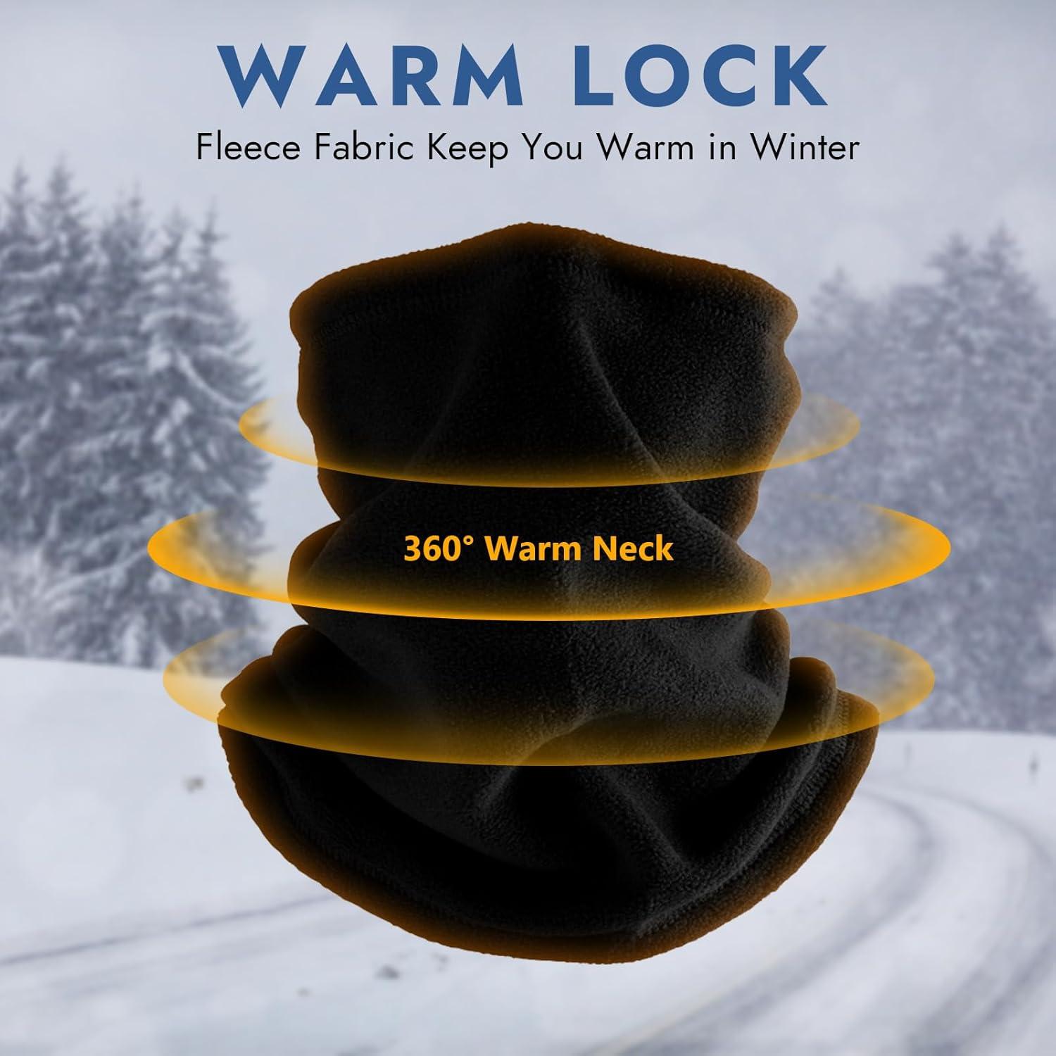 Calentador de Cuello Balaclava Invierno Finvizo 4 Piezas Negro
