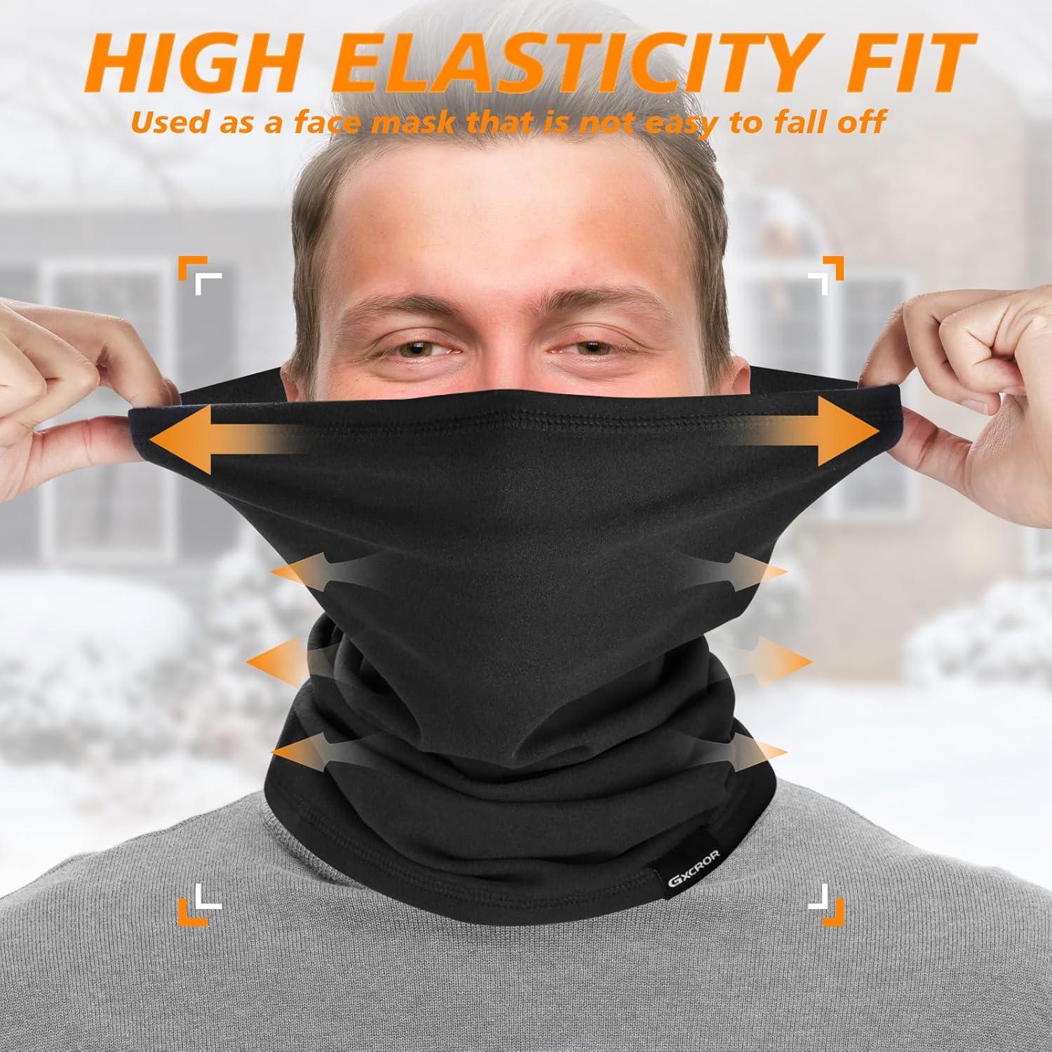 Calentador de Cuello GXCROR Fleece Negro para Invierno