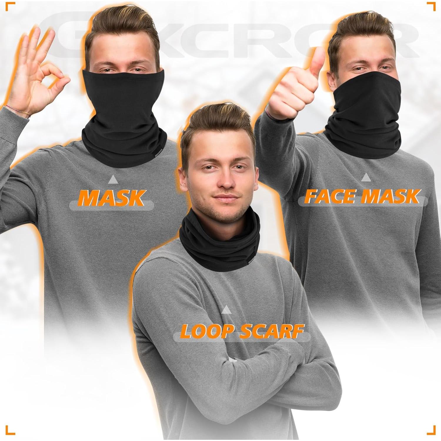 Calentador de Cuello GXCROR Fleece Negro para Invierno