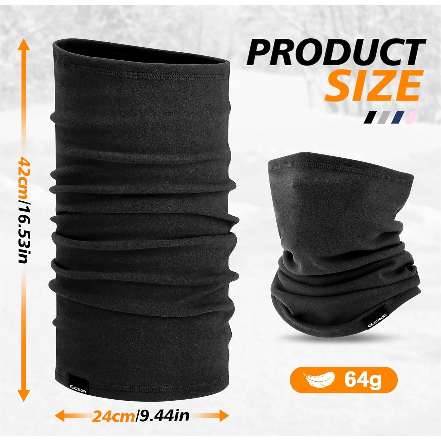 Calentador de Cuello GXCROR Fleece Negro para Invierno