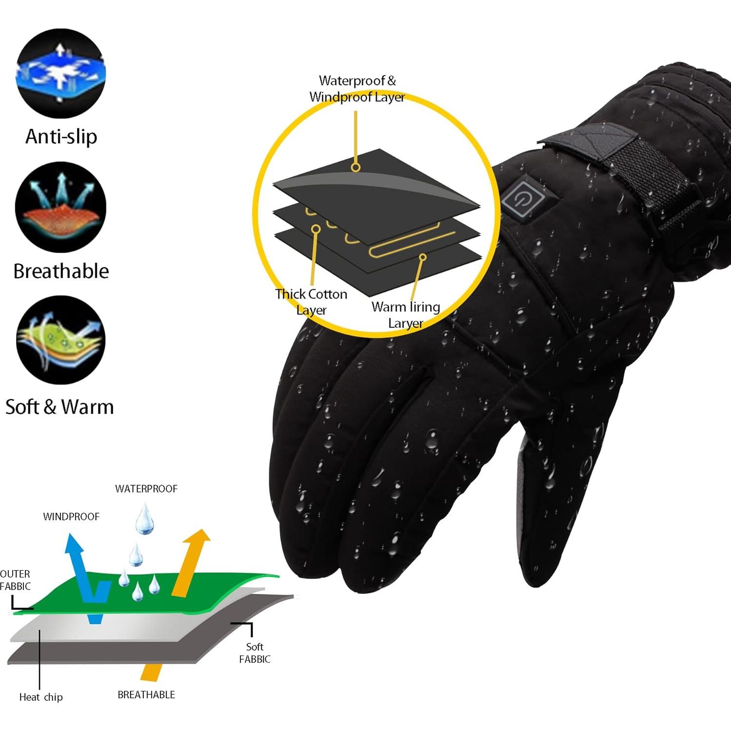 Guantes Calentados Magnolia 3.7V Unisex Térmicos Impermeables