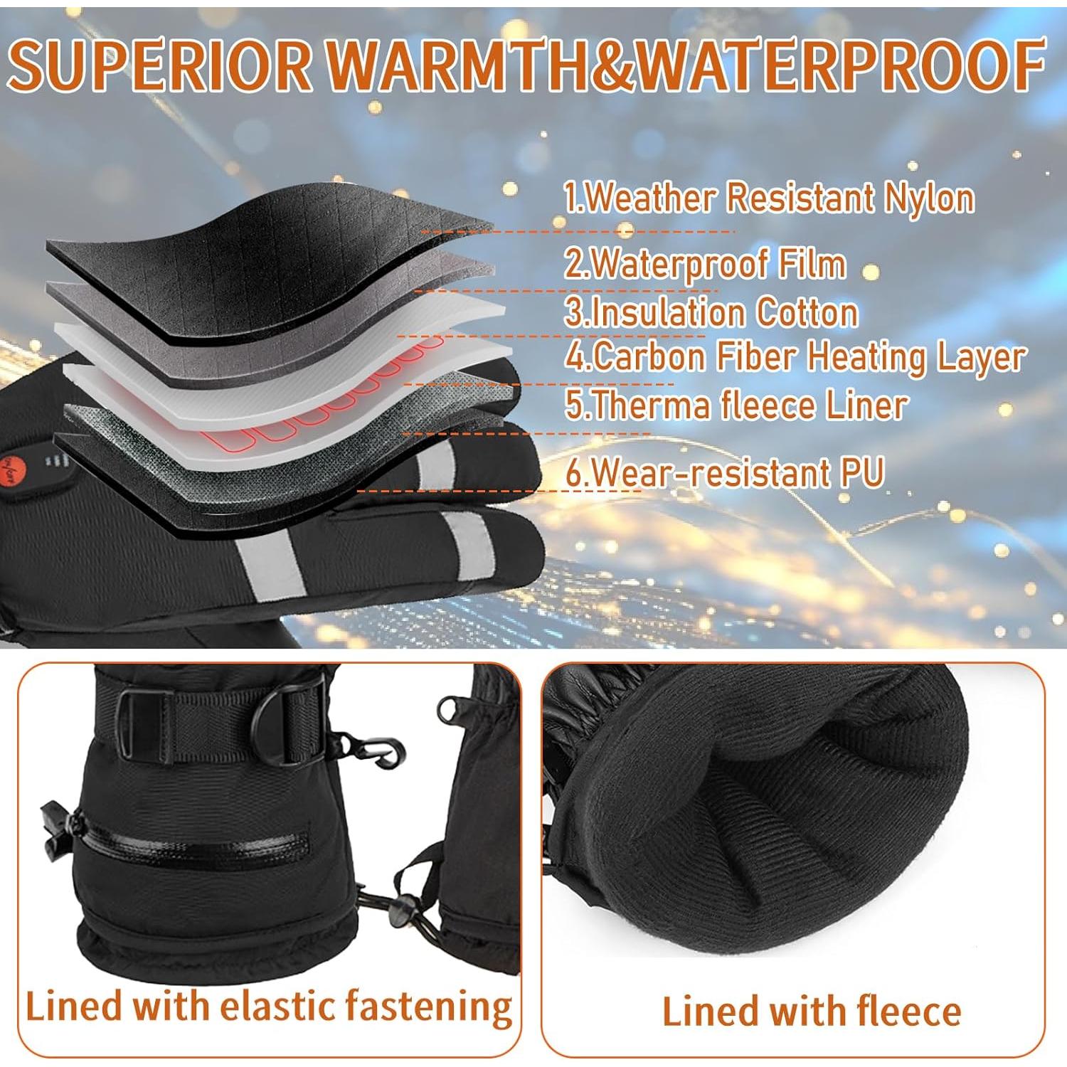 Guantes Calentados Recargables Newbounce 7.4V Impermeables