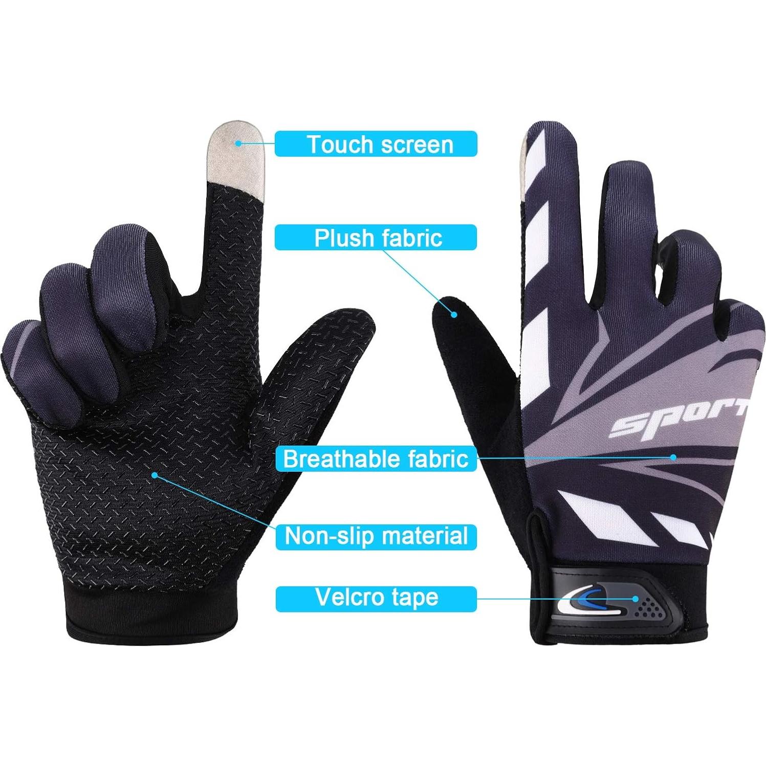 Guantes de Ciclismo Accmor Táctiles Negros - Tamaño Grande