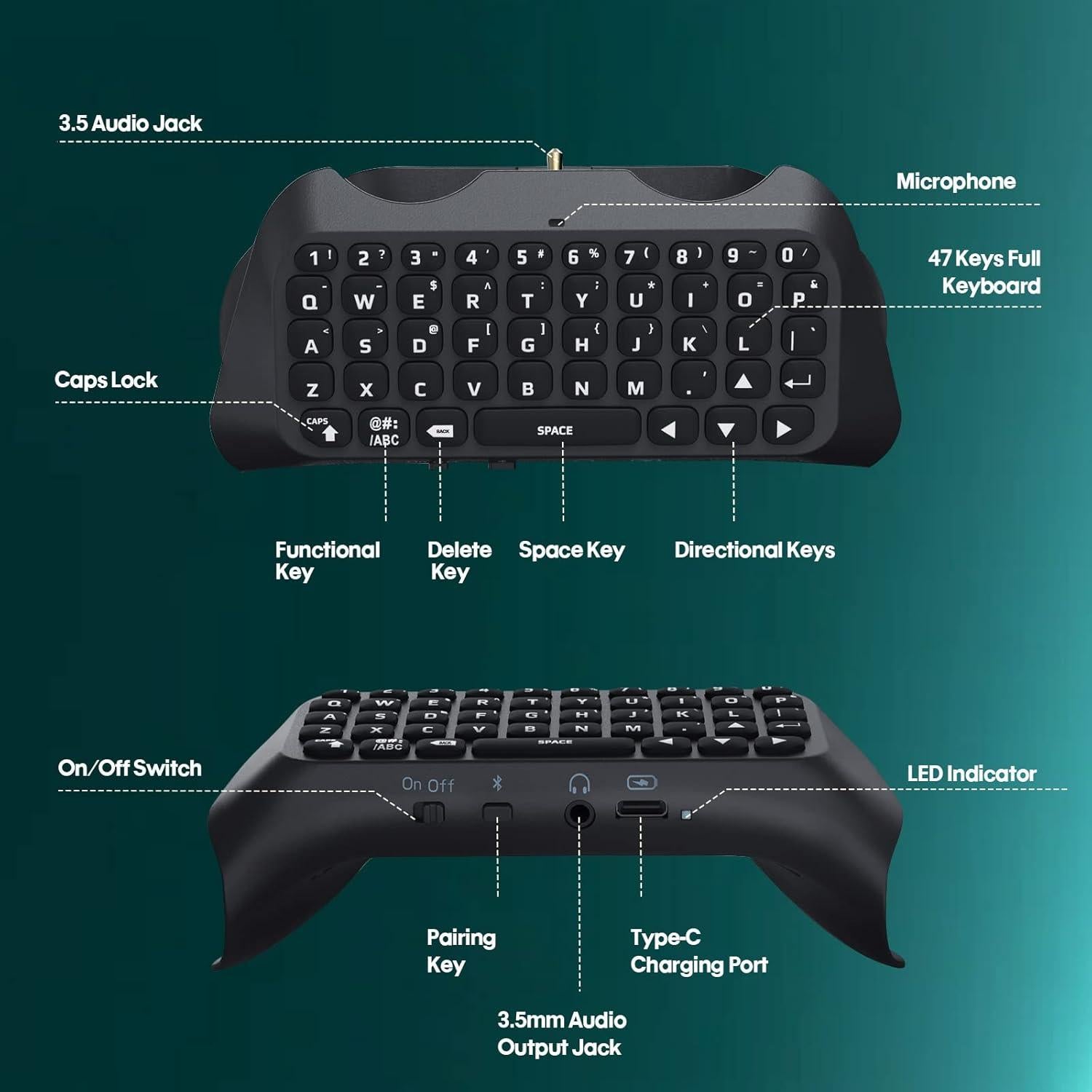 Teclado Inalámbrico TiMOVO para PS5 con Retroiluminación Verde