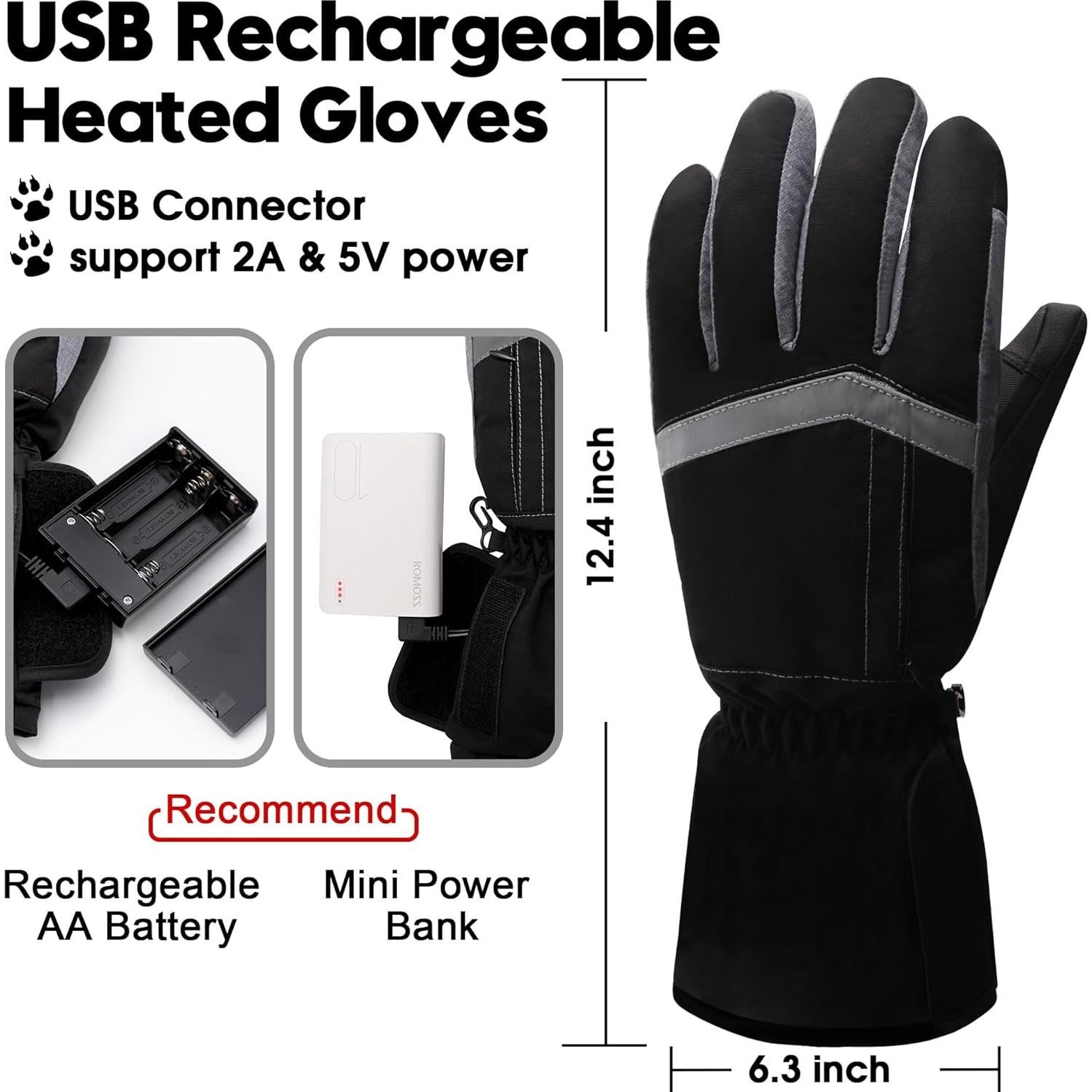 Guantes Calentados USB Rabbitroom Impermeables para Mujeres