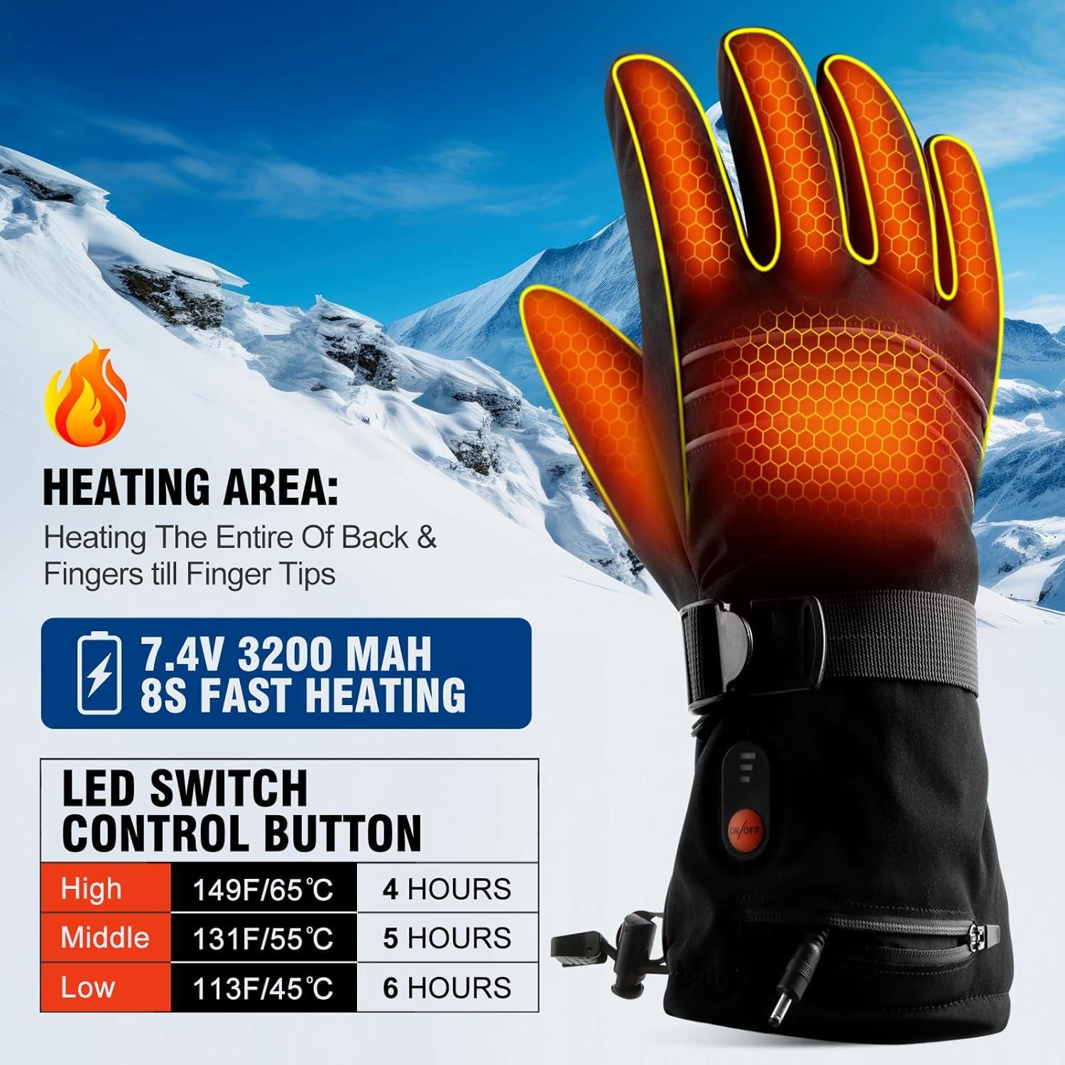 Guantes Calentados ABXMAS Unisex Táctiles Impermeables 6400mAh