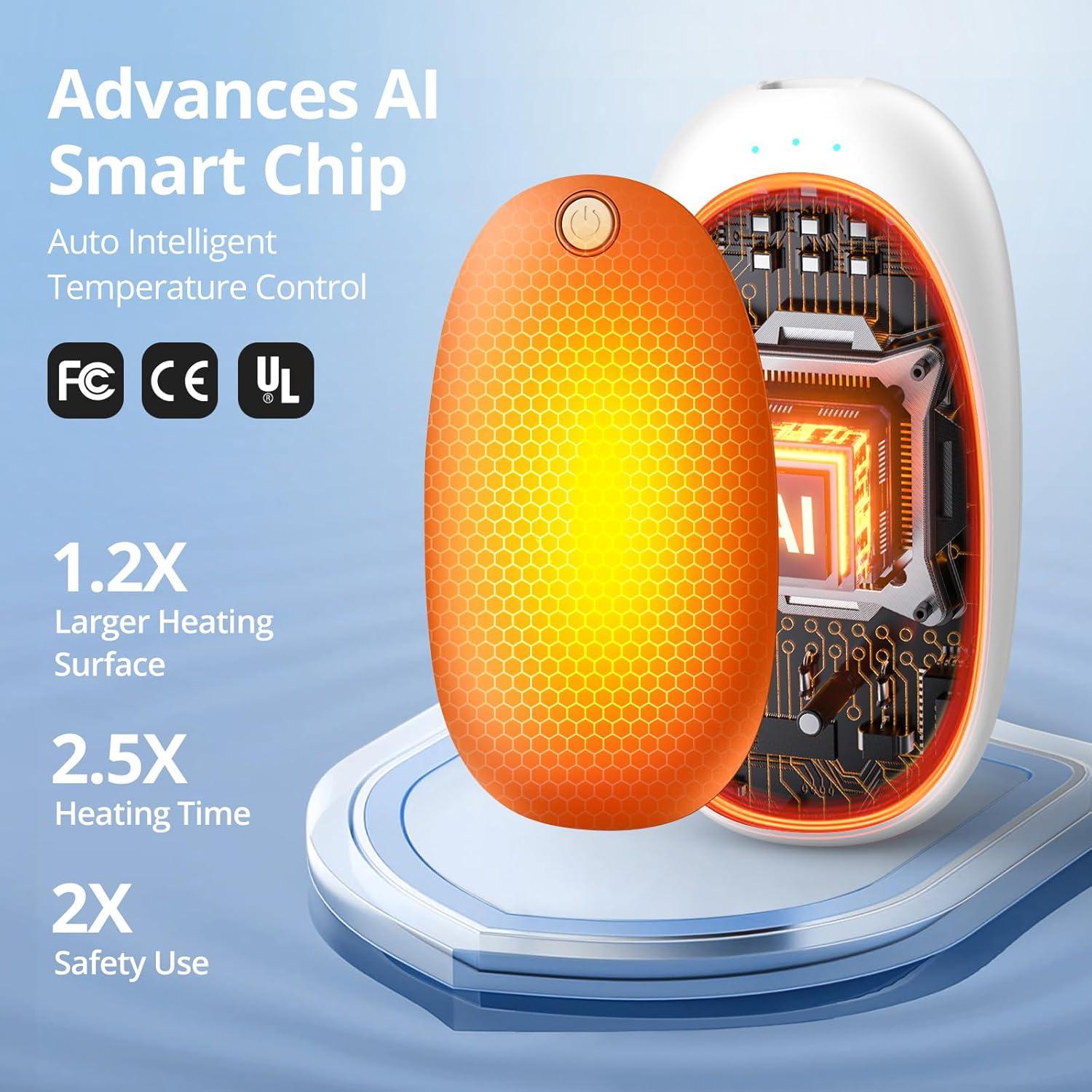 Calentadores de Manos Recargables FancyOct N18 - 6000mAh, 2 Pzas