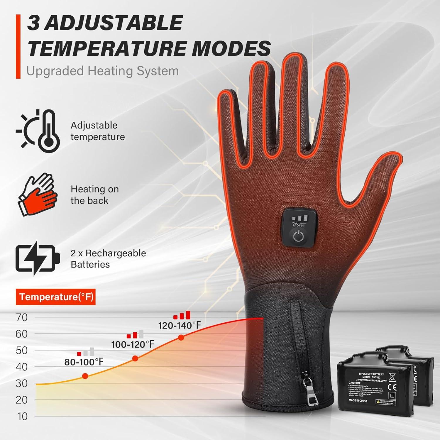 Guantes Calentados V.Step G61 Unisex Recargables a Prueba de Viento