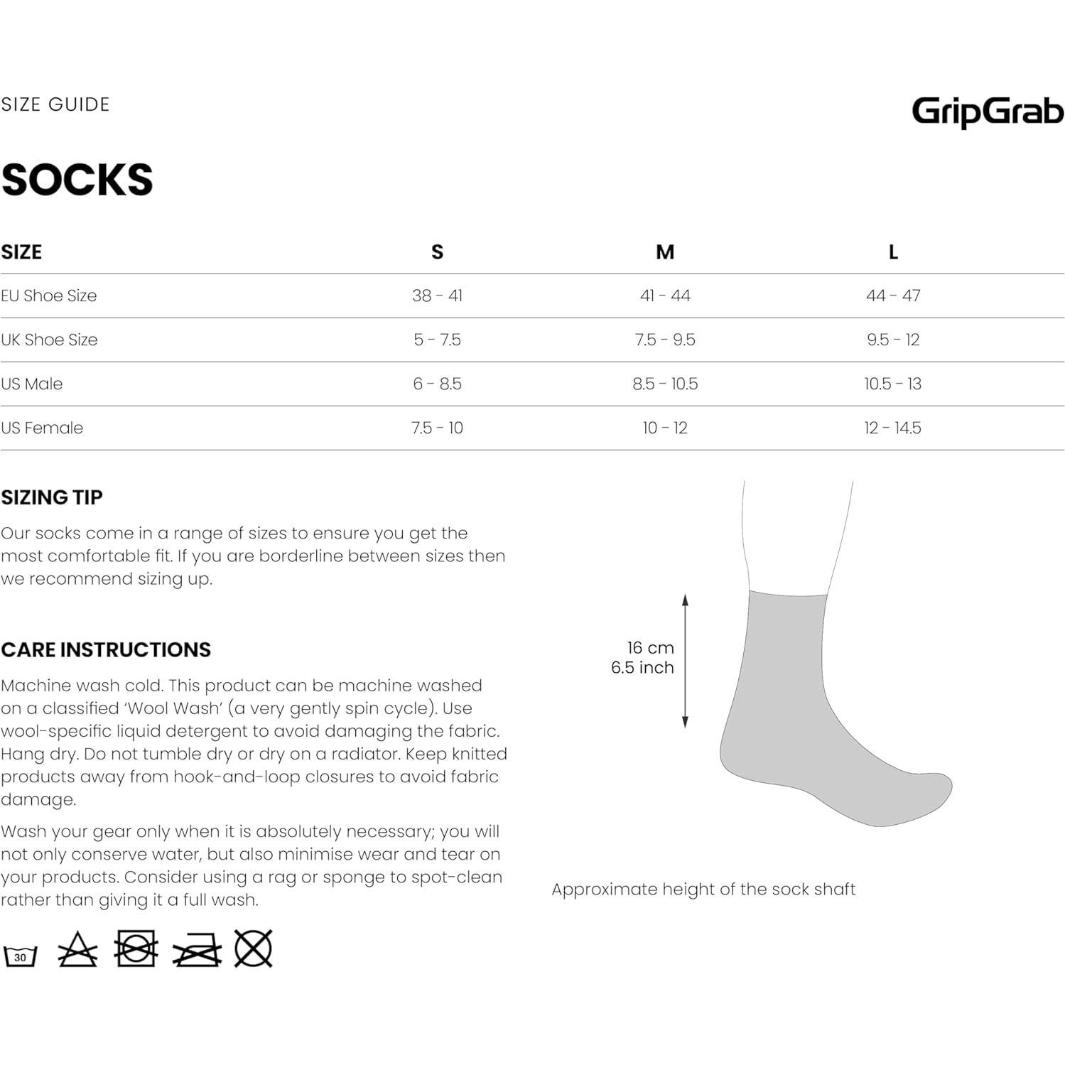 Calcetines de Ciclismo Térmicos GripGrab Merino 34% Negro 1 Par