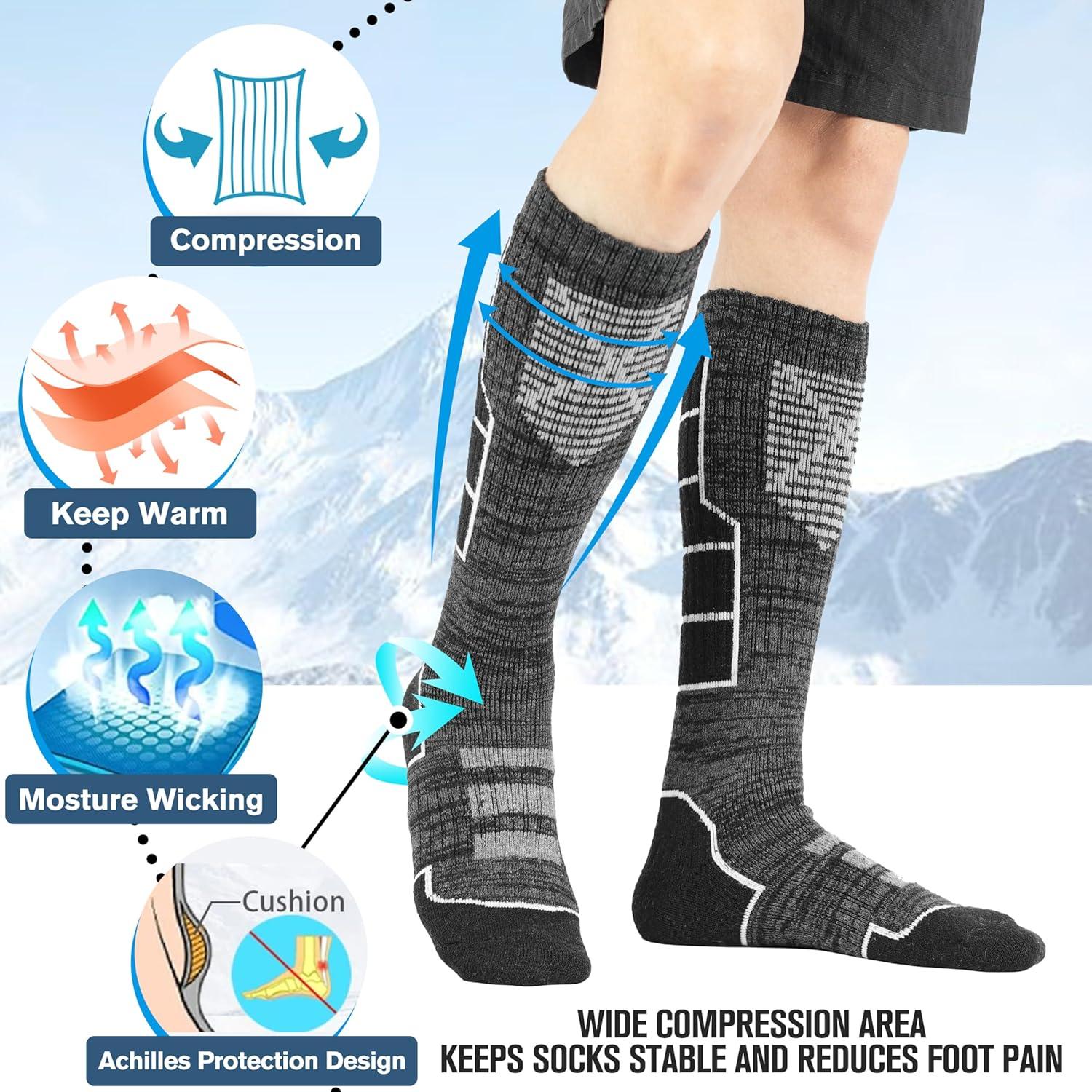 Anlisim 3 Pares Calcetines Térmicos de Lana Merino Unisex