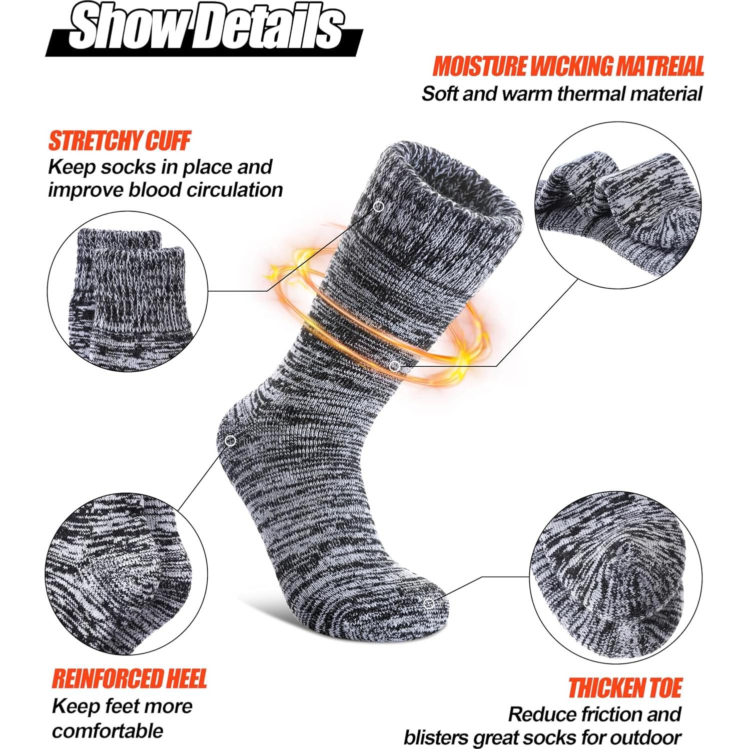3 Pares de Calcetines Térmicos Aislados para Invierno - Mediano