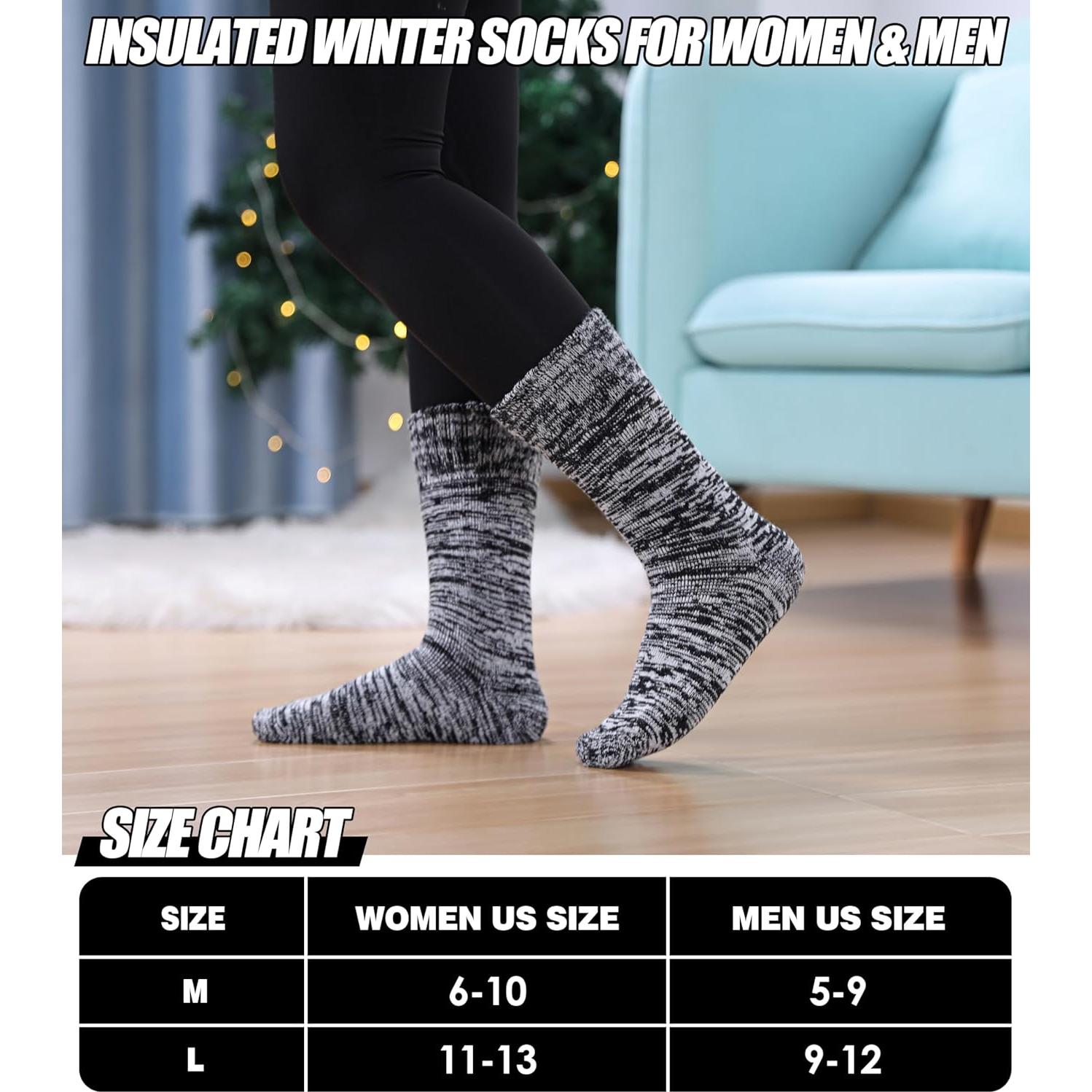 3 Pares de Calcetines Térmicos Aislados para Invierno - Mediano