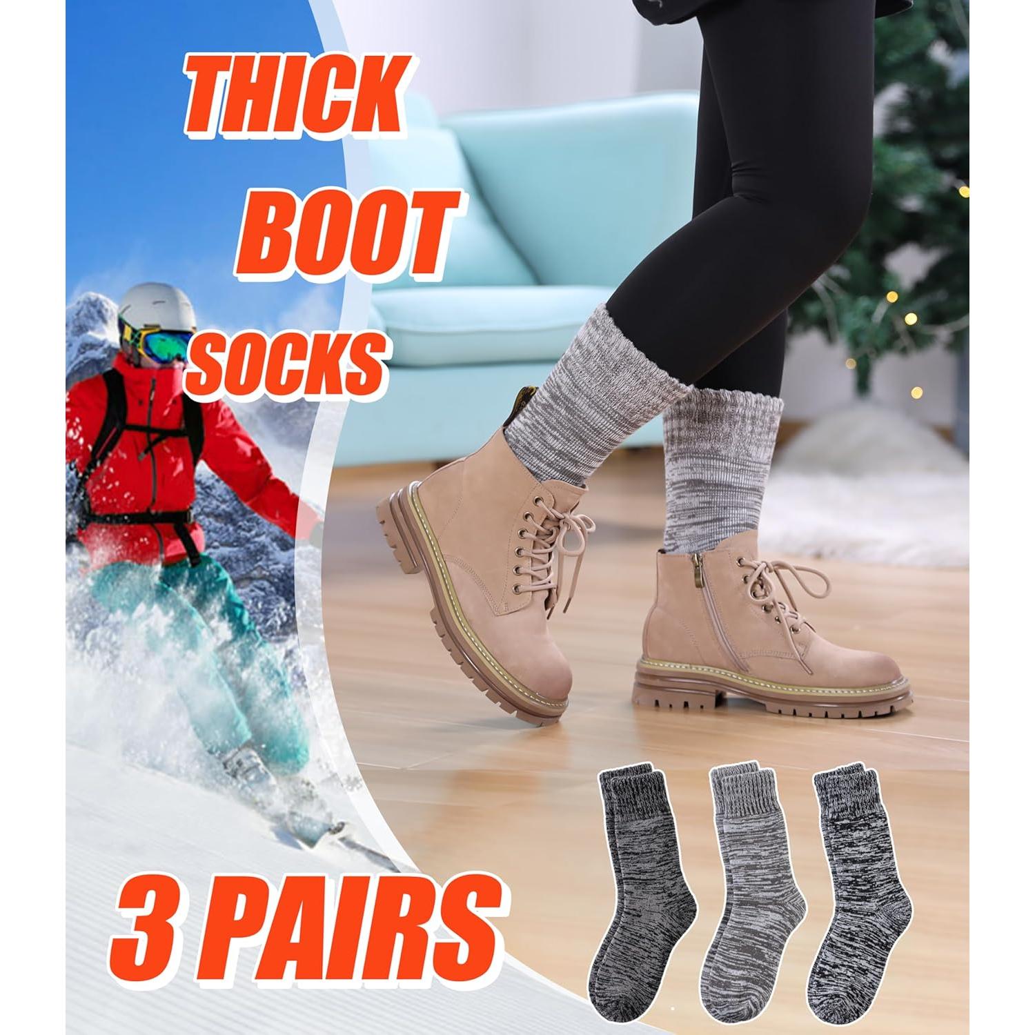 3 Pares de Calcetines Térmicos Aislados para Invierno - Mediano