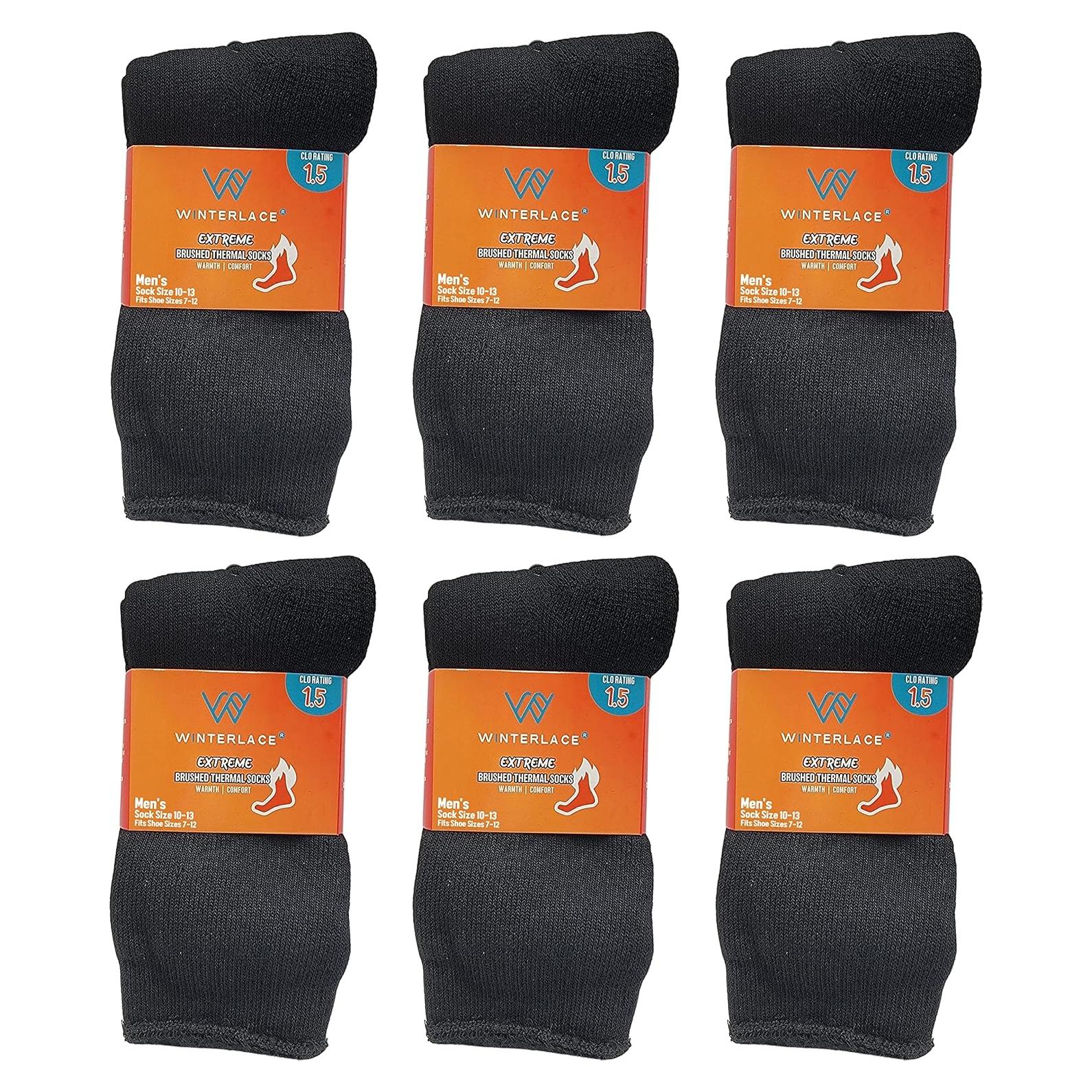 6 Pares de Calcetines Térmicos Gruesos para Hombre - Negro