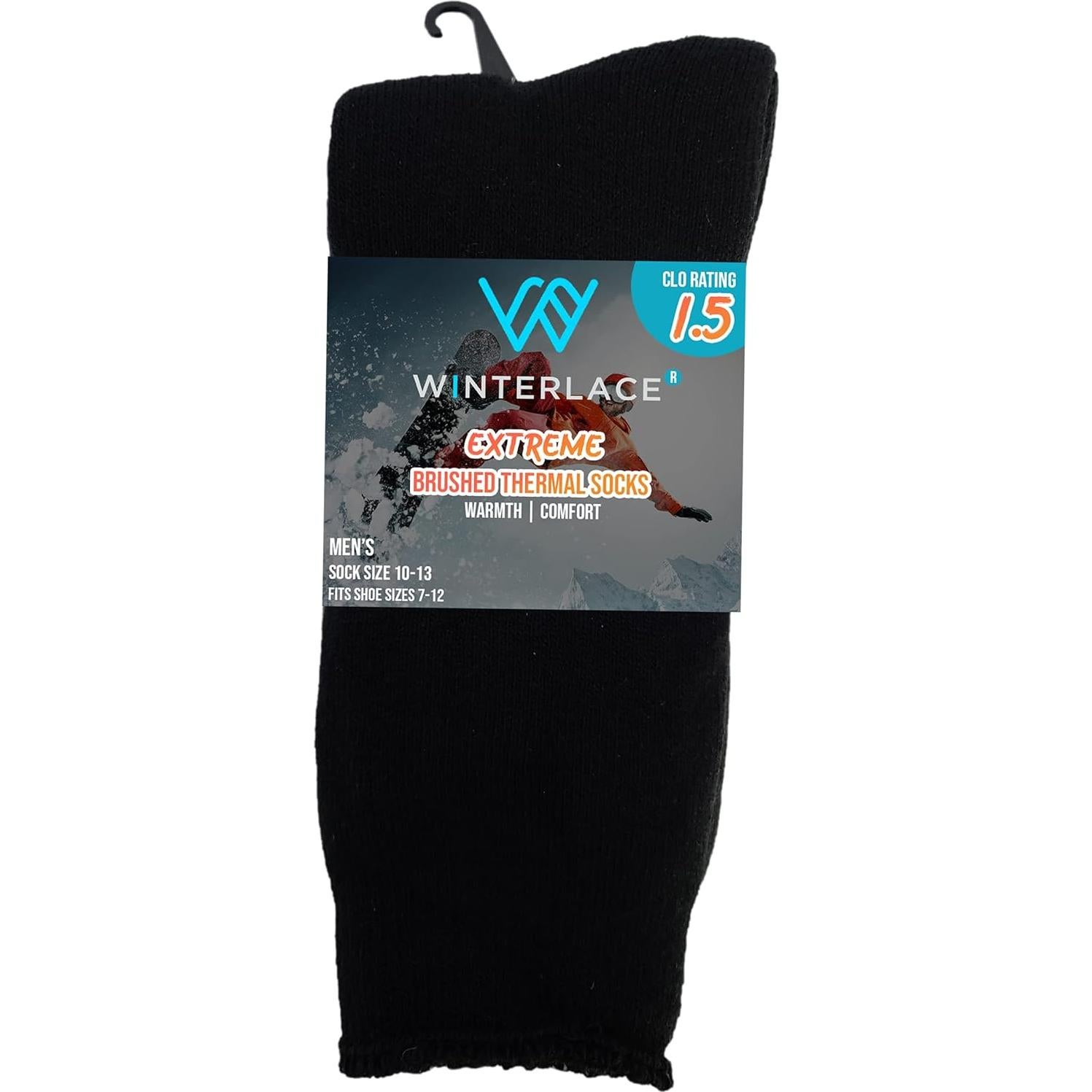 6 Pares de Calcetines Térmicos Gruesos para Hombre - Negro