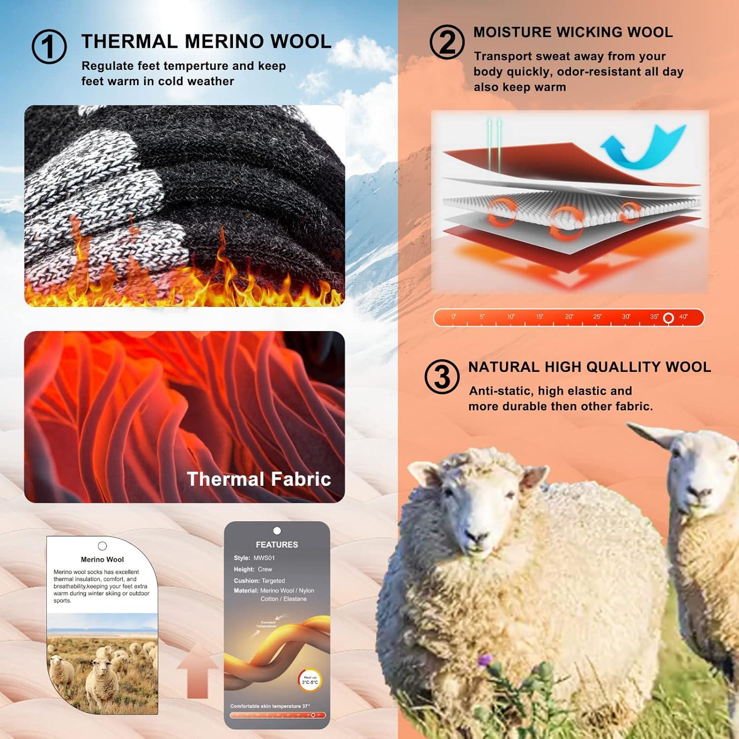 Calcetines Térmicos de Lana Merino Muezna 2 Pares Unisex