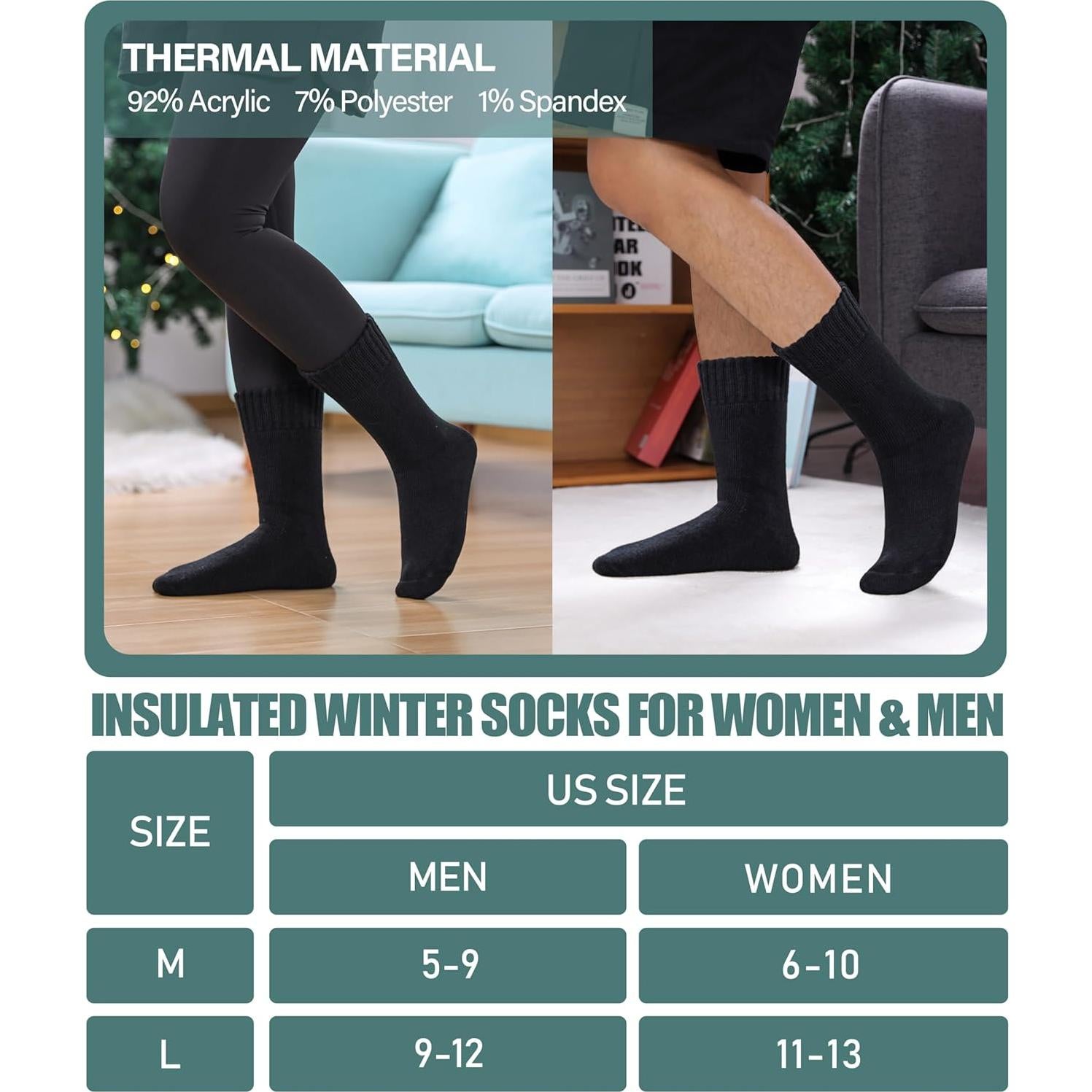 Calcetines Térmicos LANLEO para Invierno - Extra Gruesos, 3 Pares