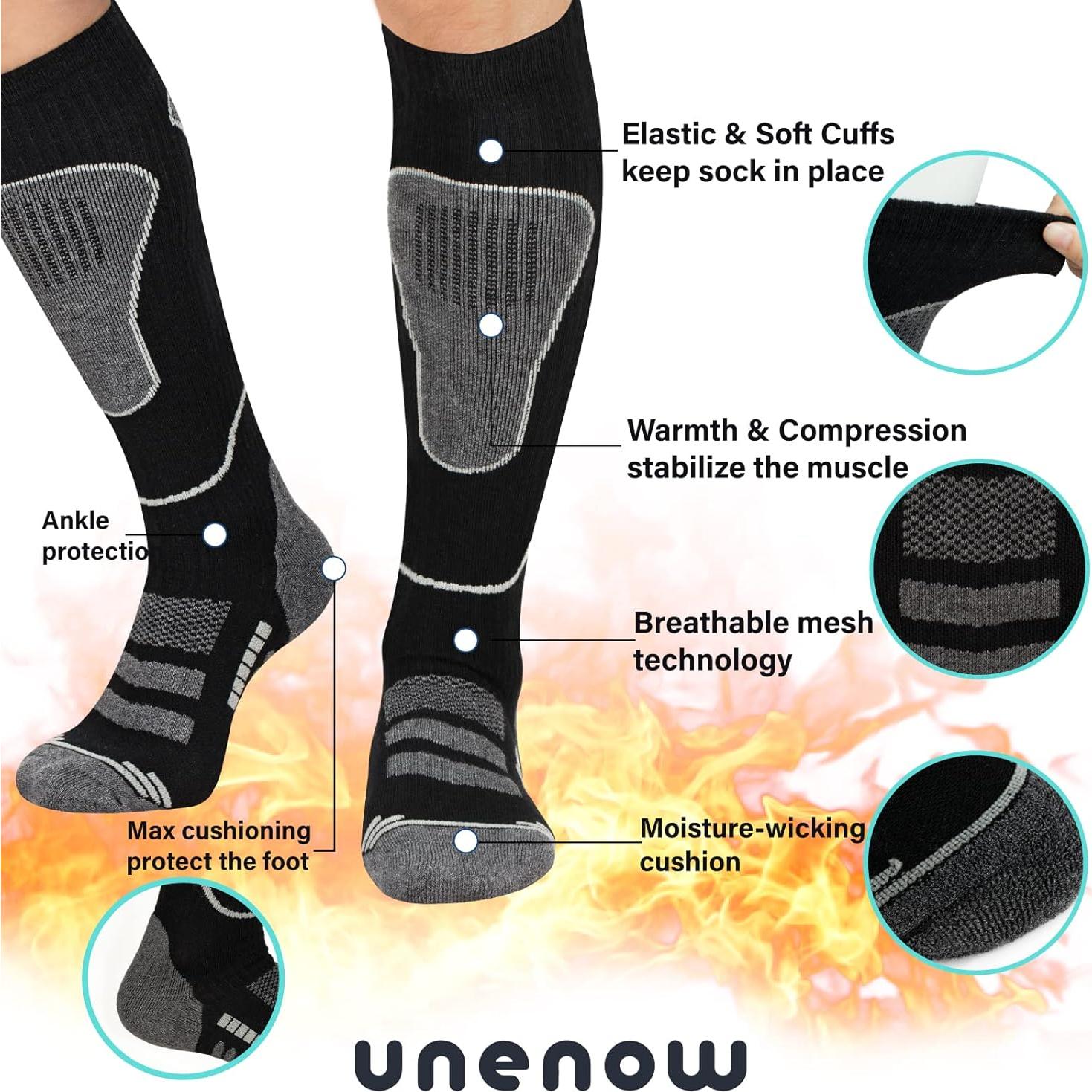 Calcetines Térmicos de Esquí Merino 2 Pares Negros - USKI001