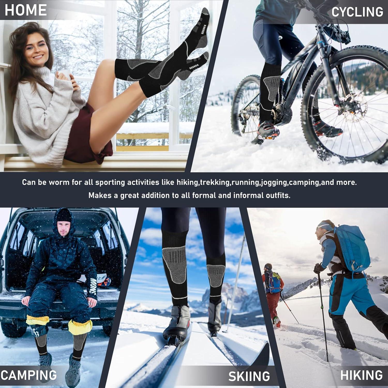 Calcetines Térmicos de Esquí Merino 2 Pares Negros - USKI001