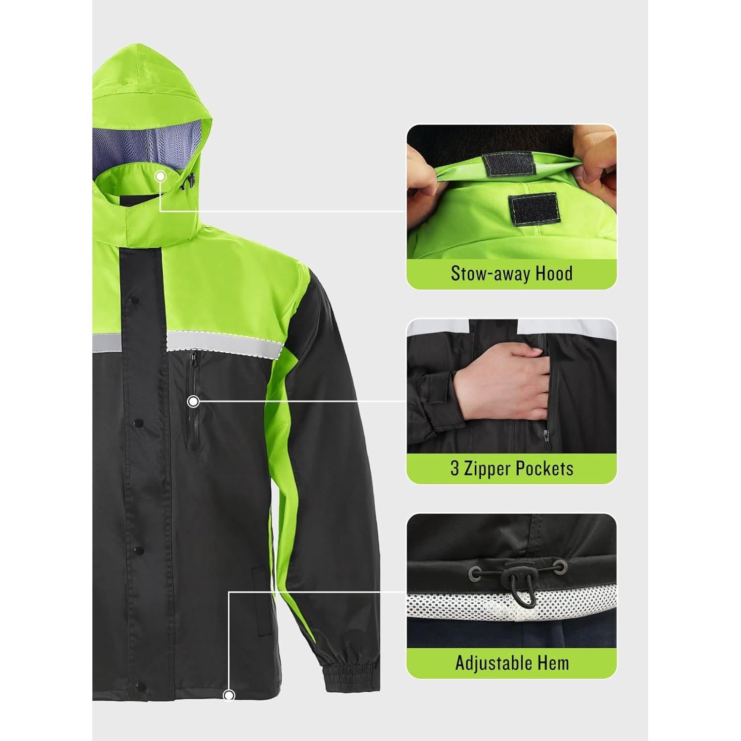 Traje de Lluvia Impermeable SaphiRose Hombre X-Large Reflectante