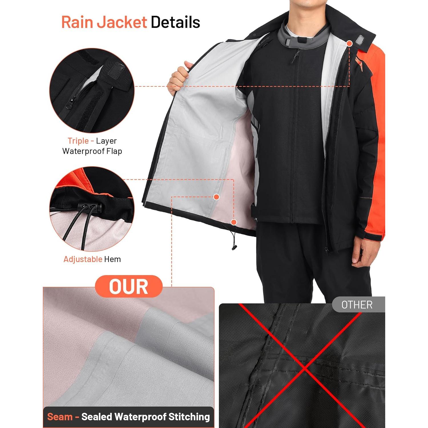 Traje de Lluvia Oumurs para Motocicleta - Impermeable y Reflectante