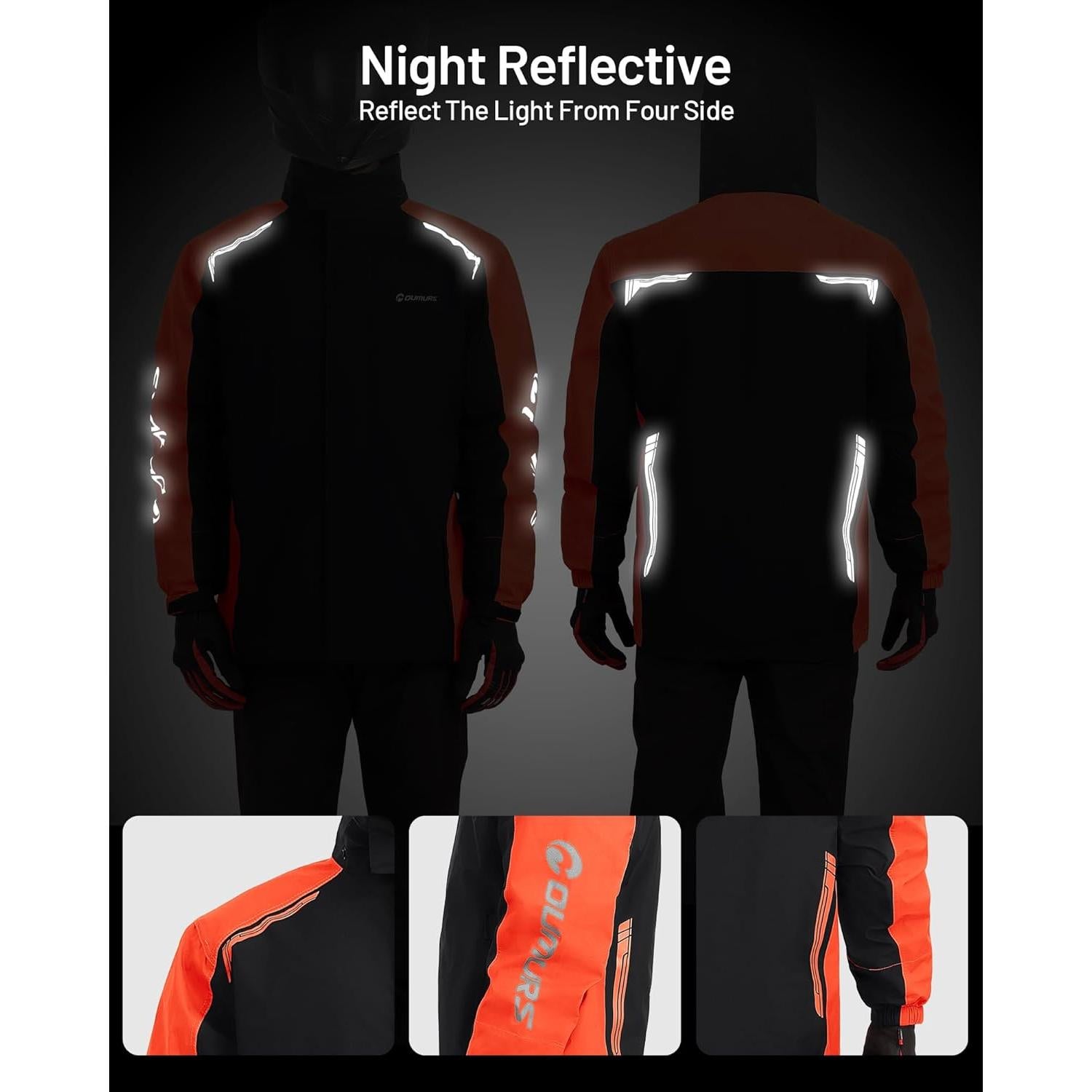 Traje de Lluvia Oumurs para Motocicleta - Impermeable y Reflectante