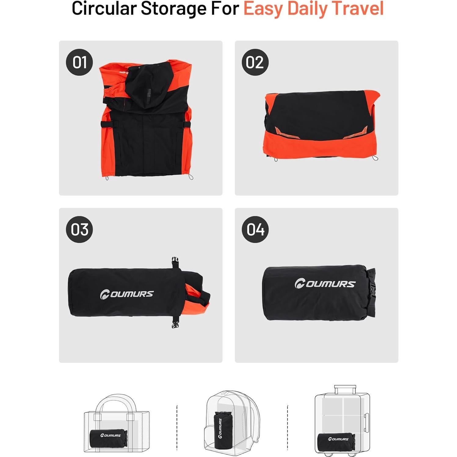 Traje de Lluvia Oumurs para Motocicleta - Impermeable y Reflectante