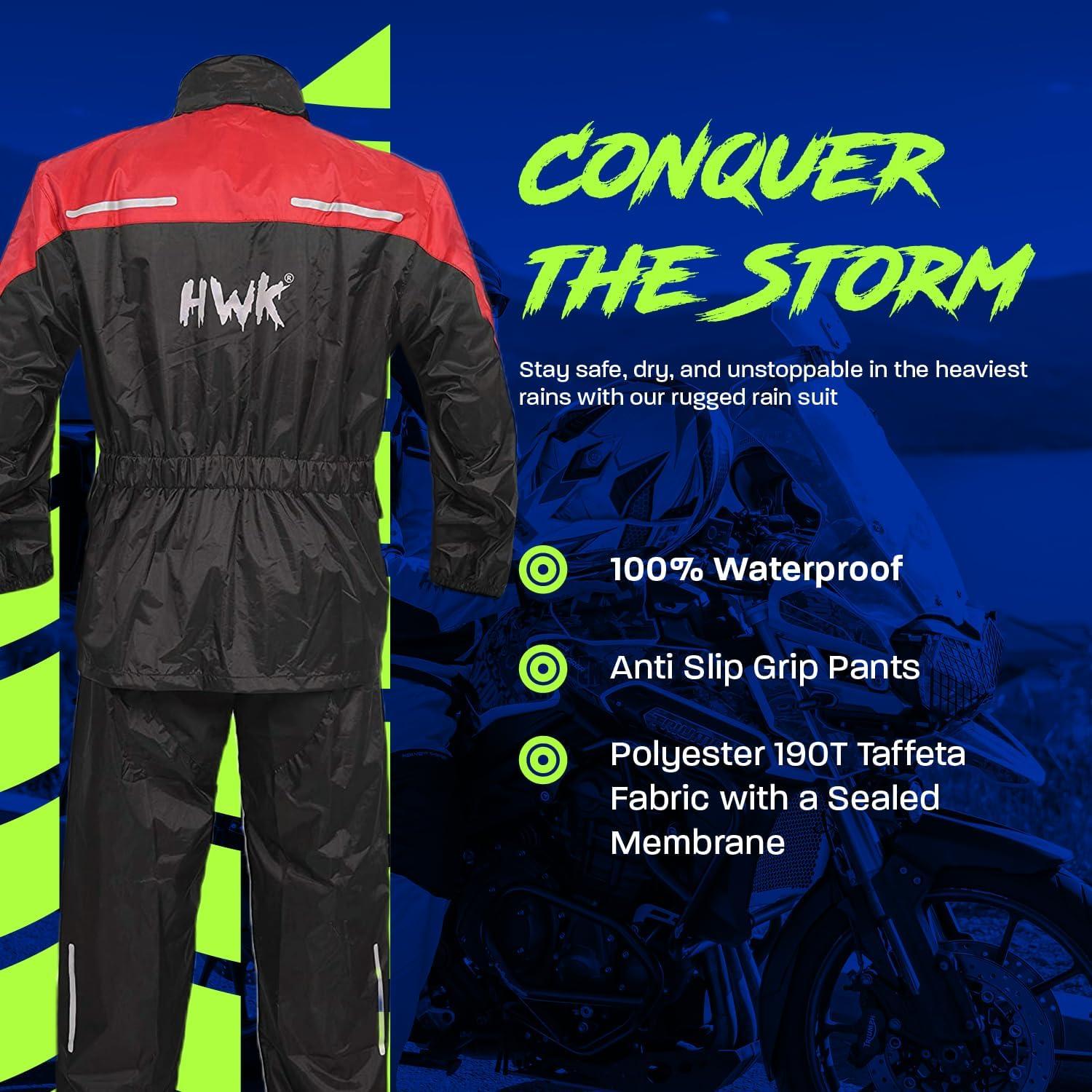 Traje de Lluvia Impermeable HWK para Motocicleta Rojo 3XL