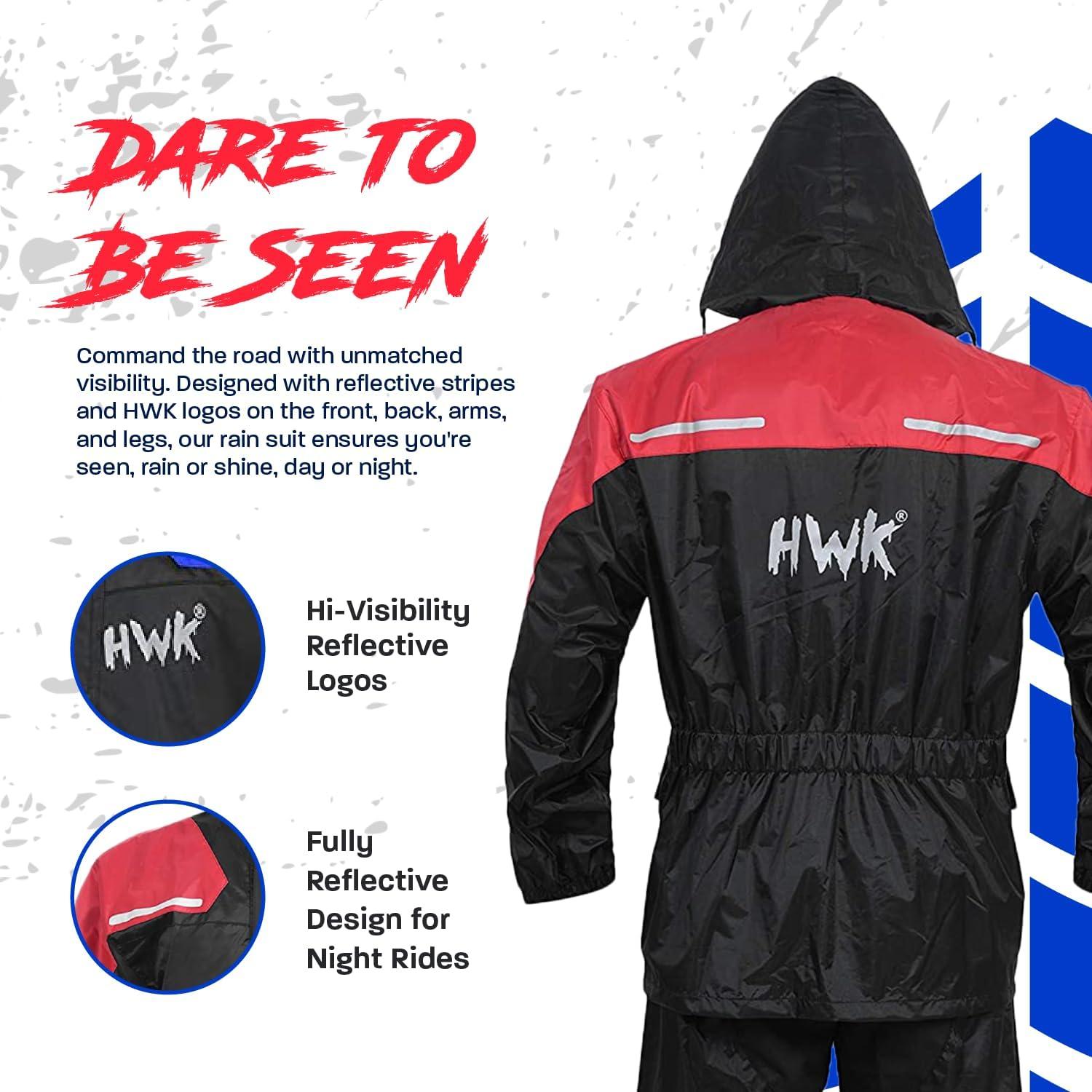Traje de Lluvia Impermeable HWK para Motocicleta Rojo 3XL