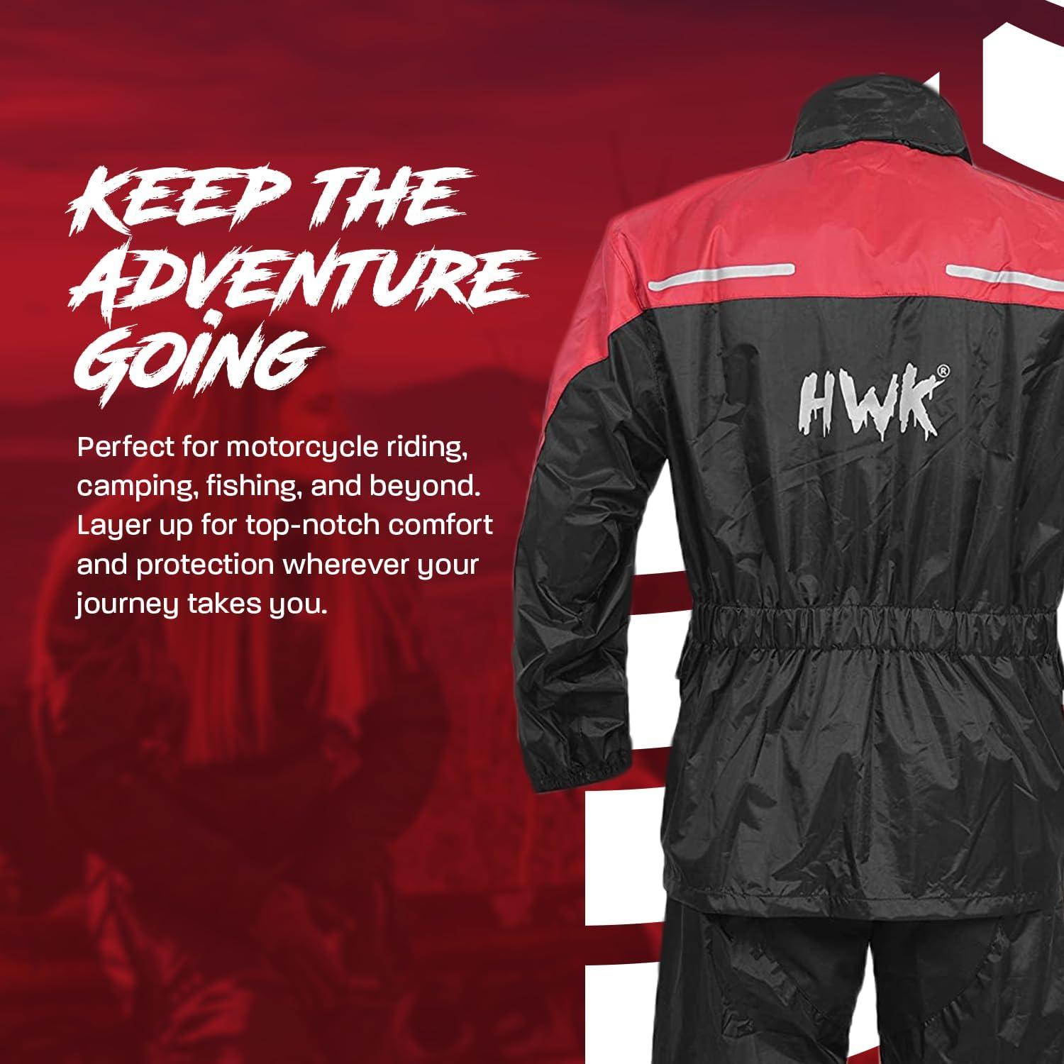 Traje de Lluvia Impermeable HWK para Motocicleta Rojo 3XL