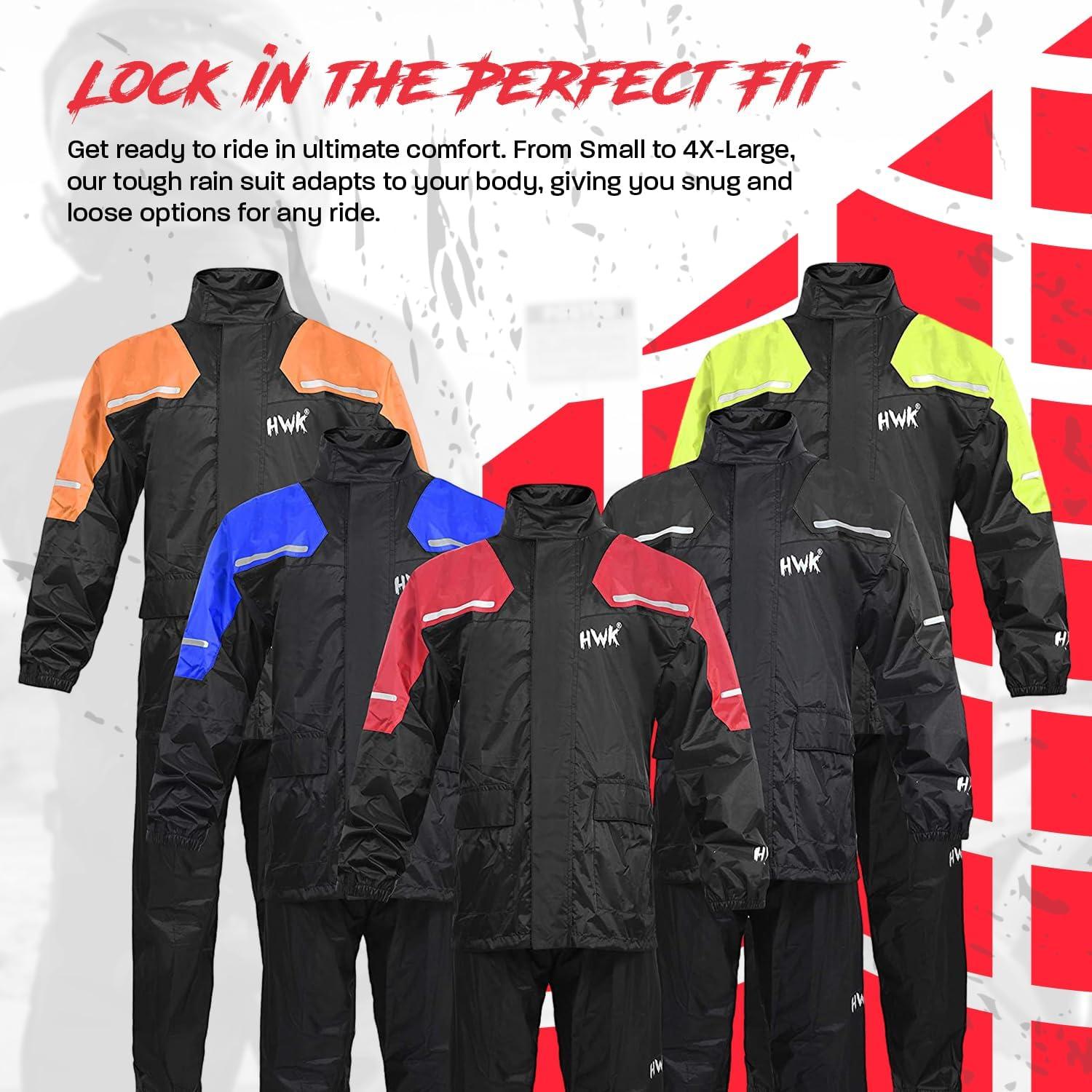 Traje de Lluvia Impermeable HWK para Motocicleta Rojo 3XL