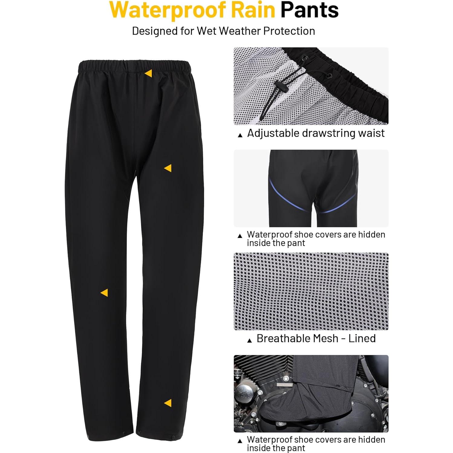 Traje de Lluvia Impermeable Oumurs Unisex Grande Negro Gris