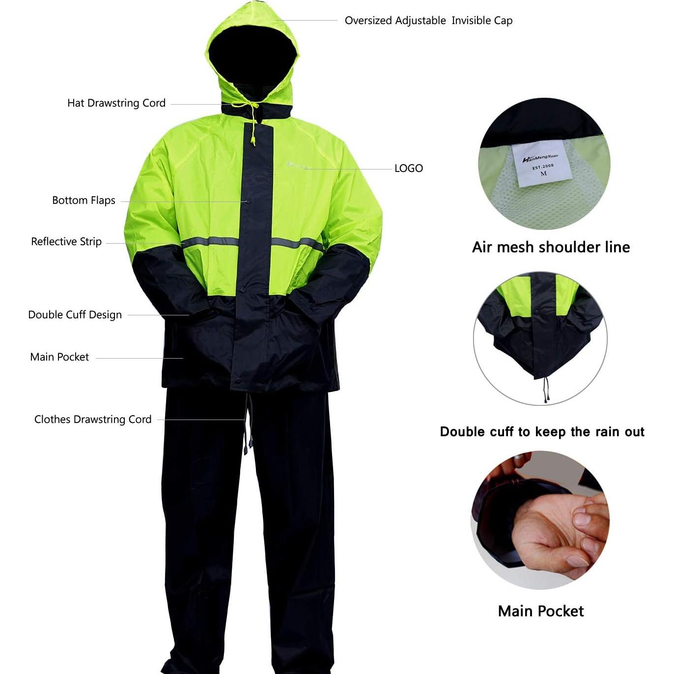 Traje de Lluvia Impermeable Unisex HANMENGXUAN Amarillo Mediano