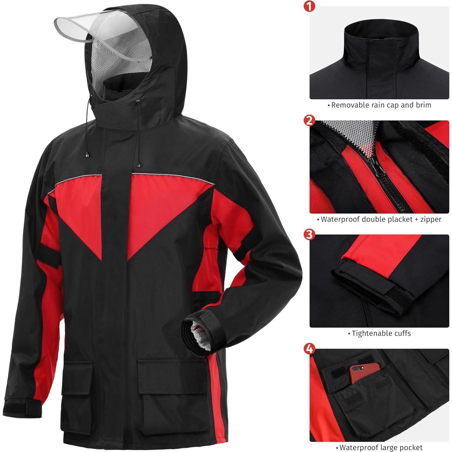 Traje de Lluvia iCreek CZ-502 Unisex Impermeable Rojo