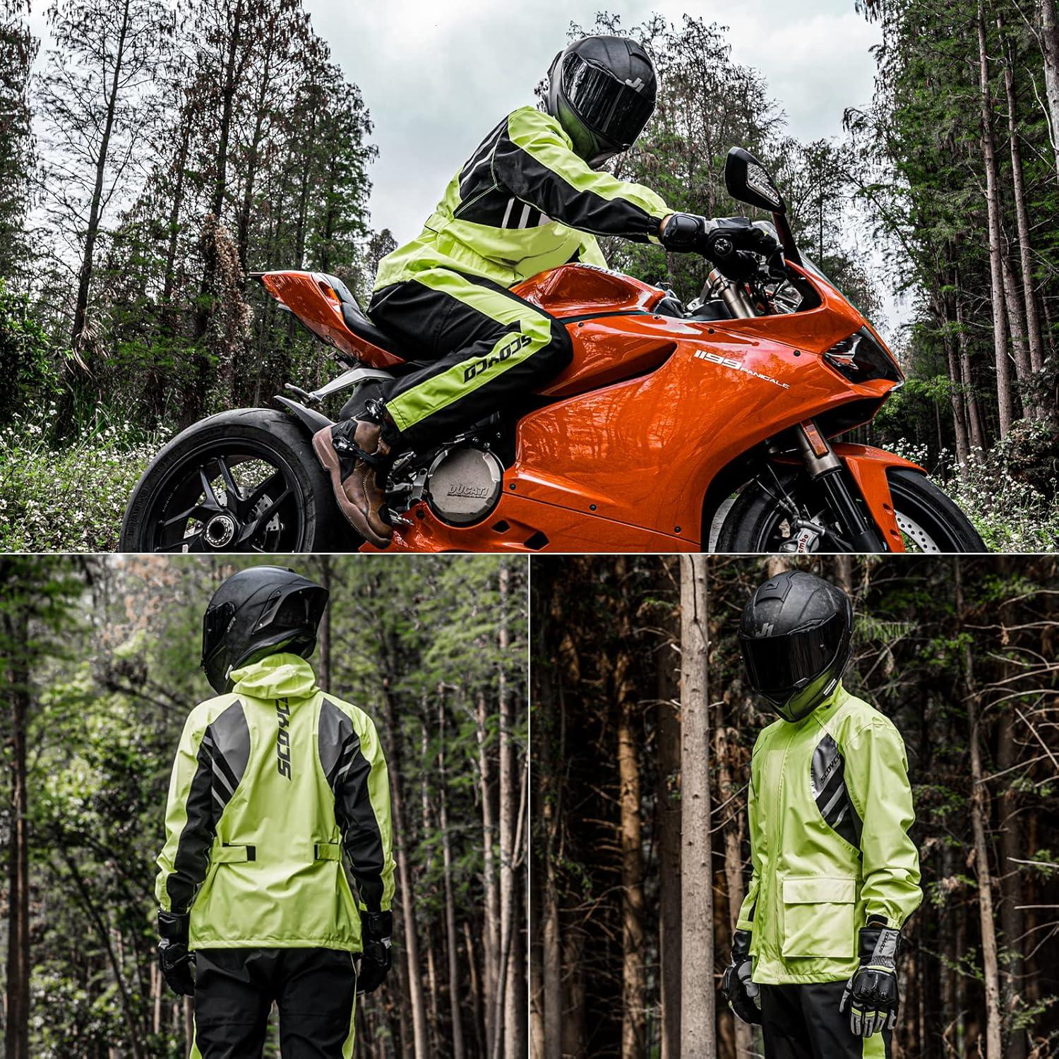 Traje de Lluvia Scoyco RC09 Impermeable para Motocicleta XL Amarillo