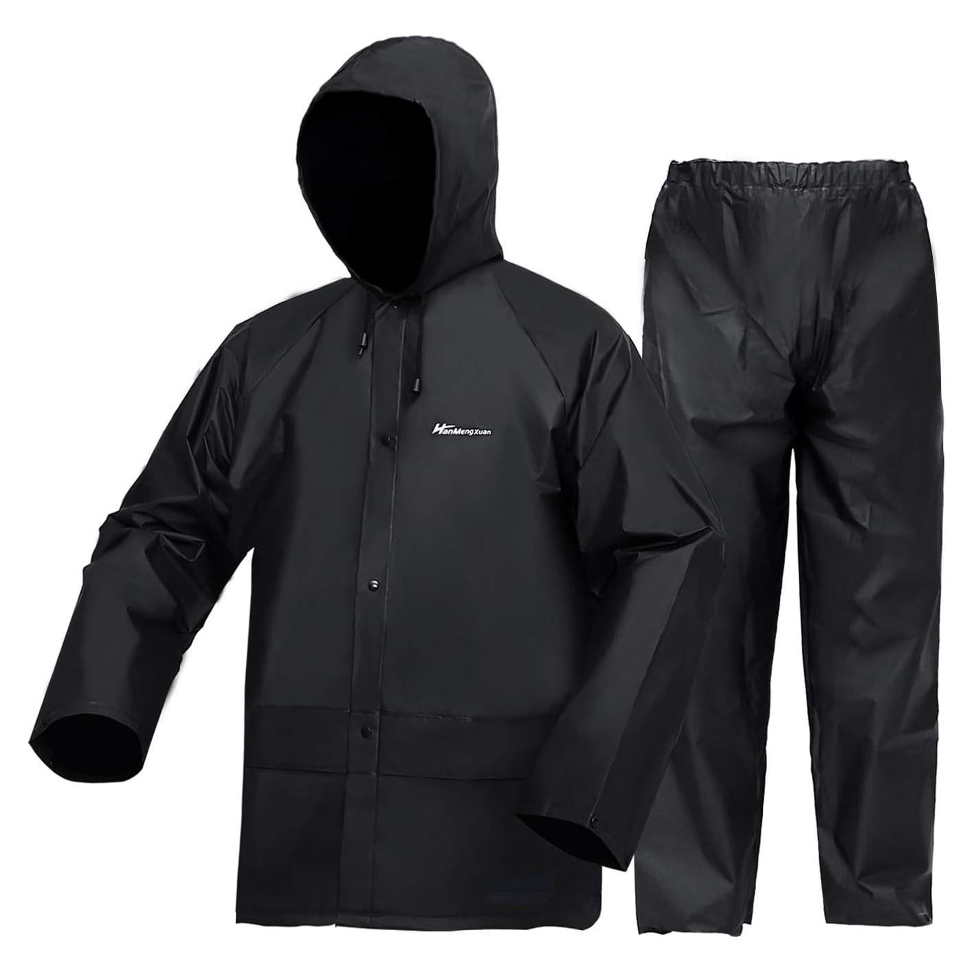 Traje de Lluvia Impermeable Unisex HANMENGXUAN Grande Negro