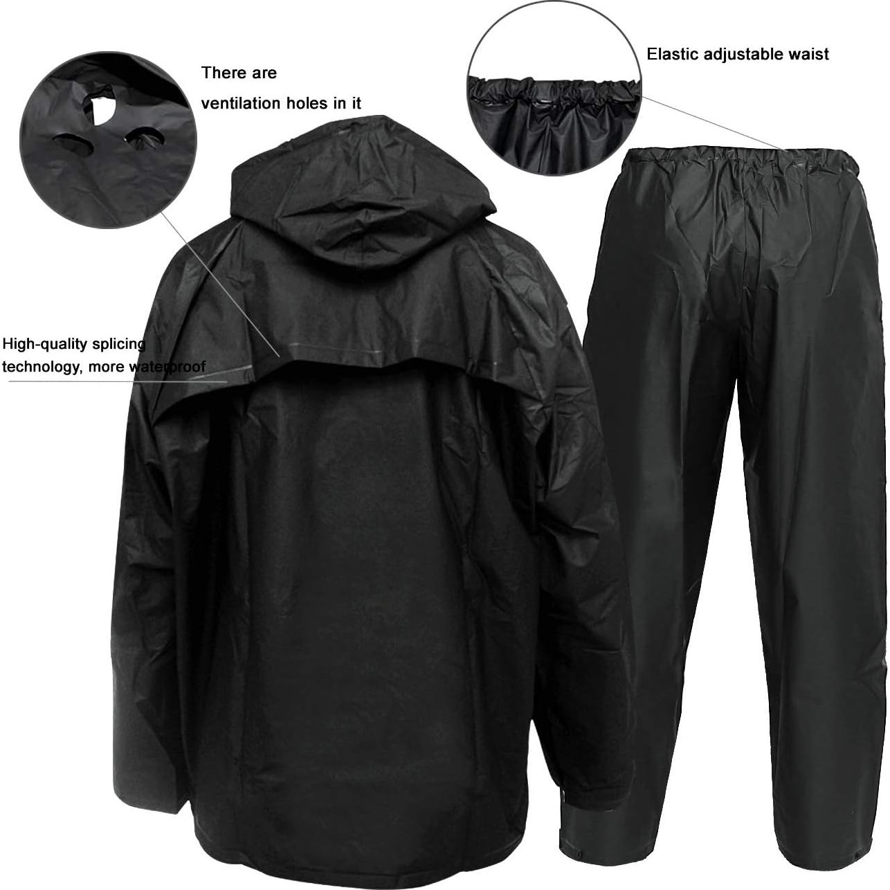 Traje de Lluvia Impermeable Unisex HANMENGXUAN Grande Negro