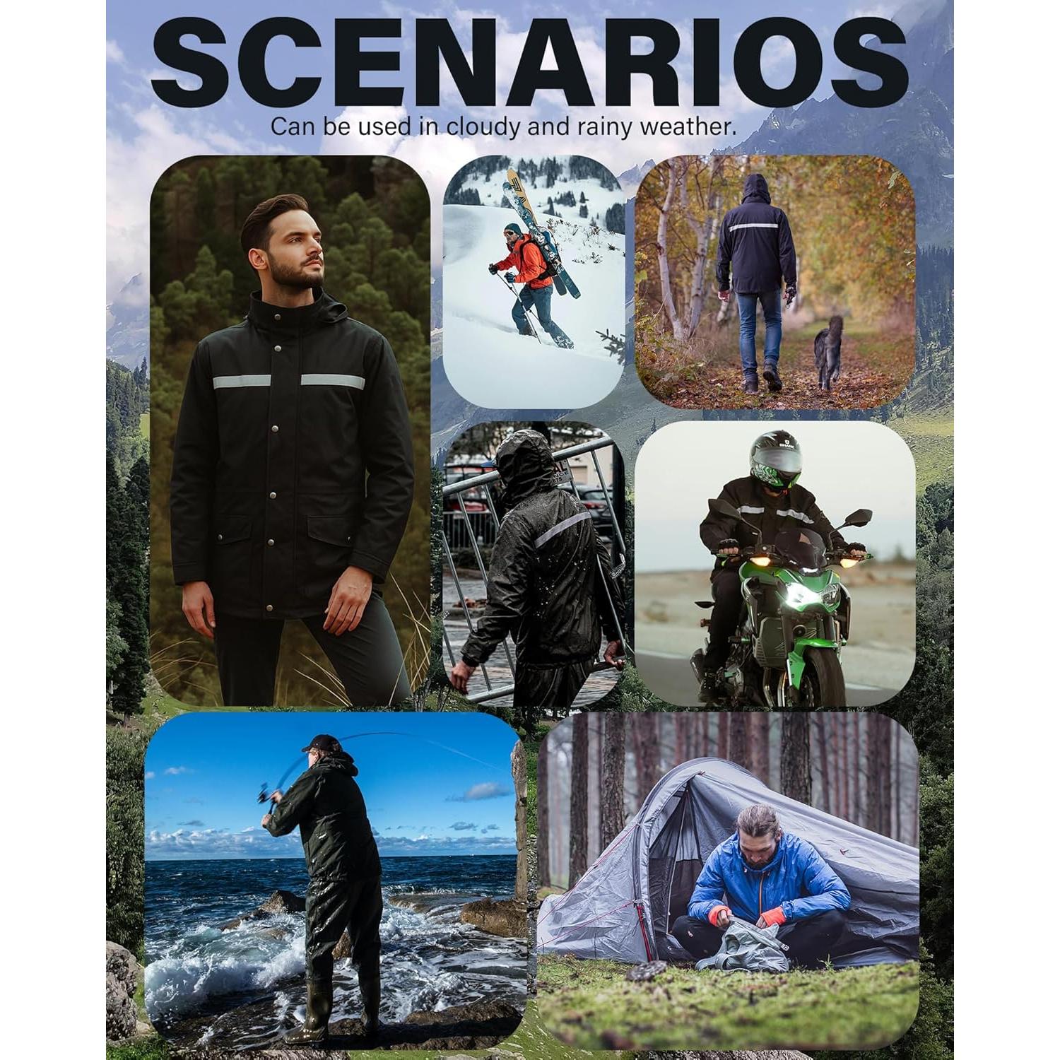 Traje de Lluvia iCreek Impermeable Unisex Chaqueta y Pantalón