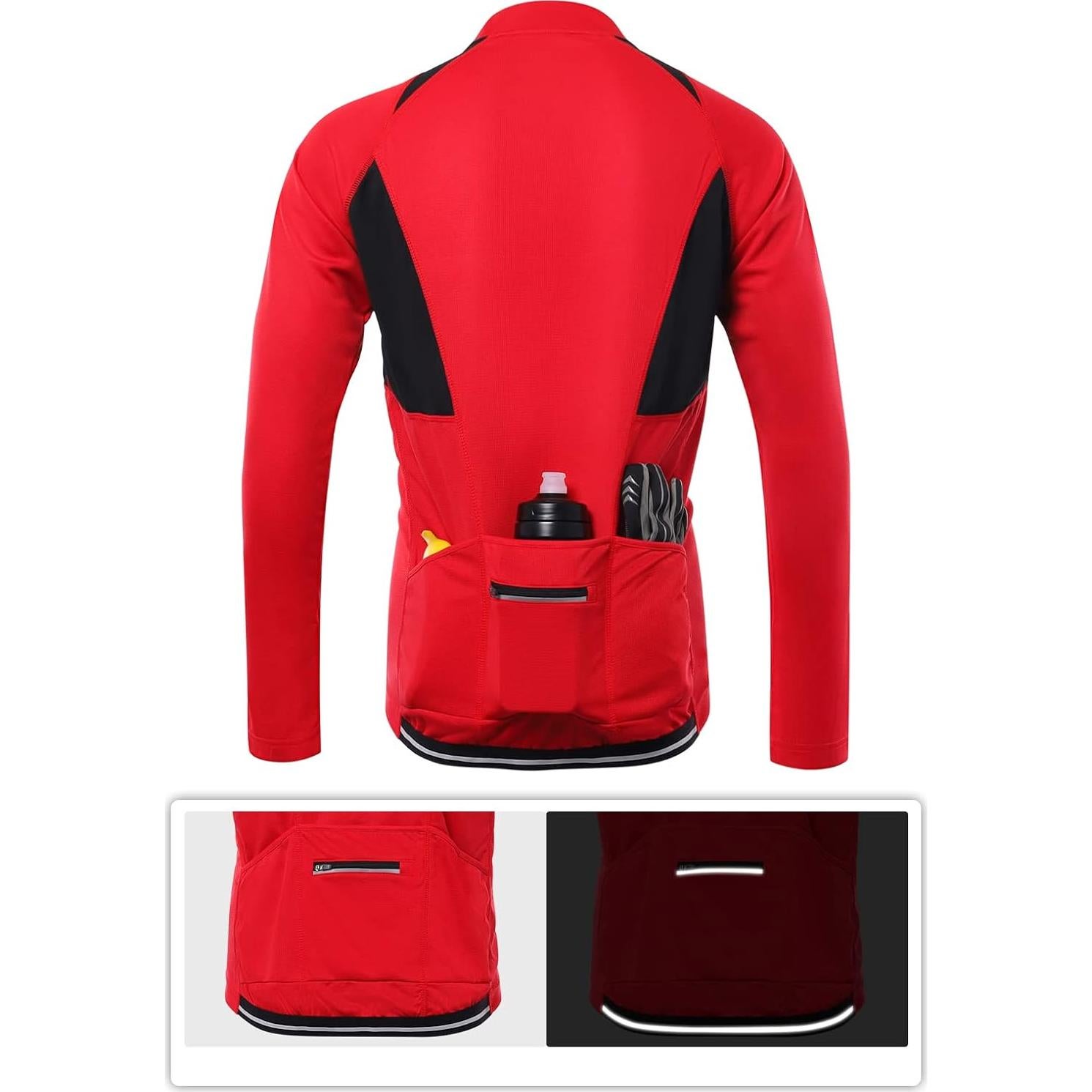 Jersey de Ciclismo ARSUXEO Rojo Hombre XX-Large Secado Rápido