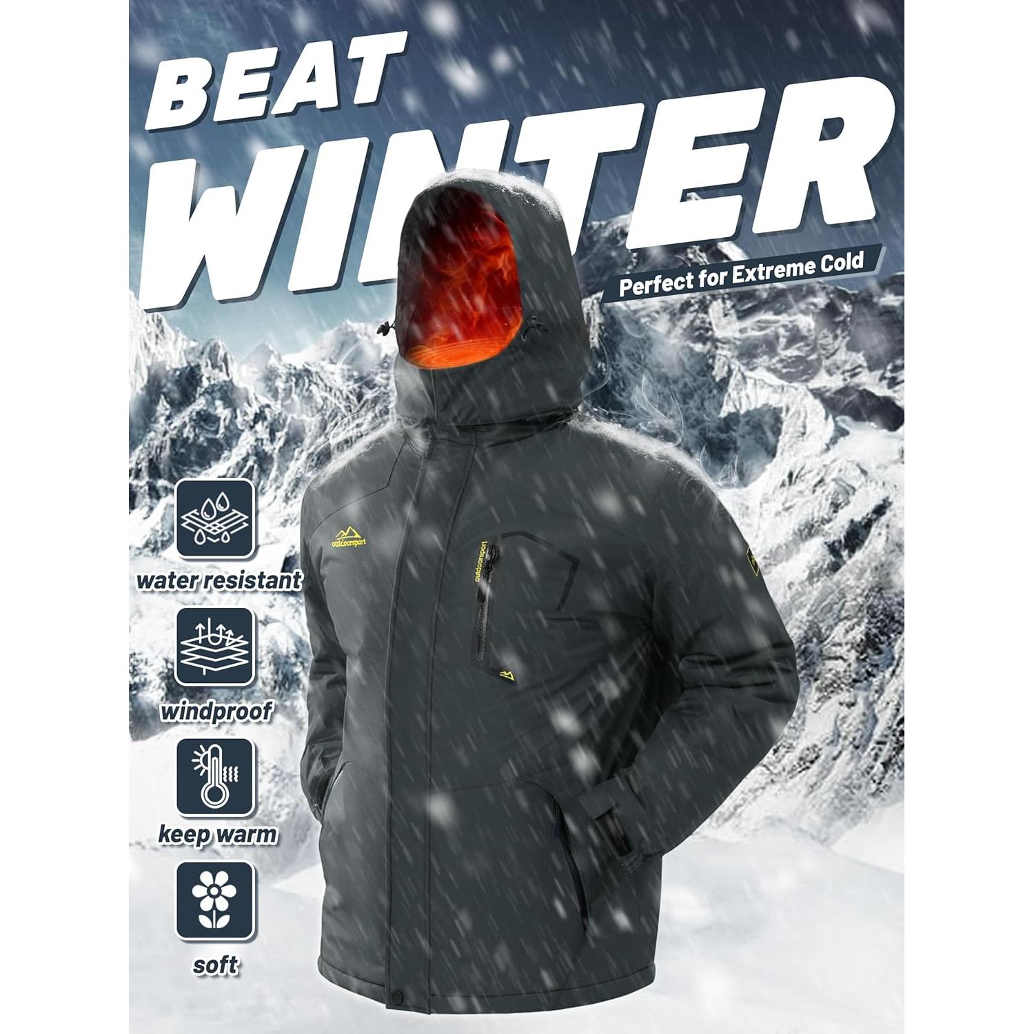 Chaqueta de Esquí Impermeable TACVASEN para Hombre XL Gris