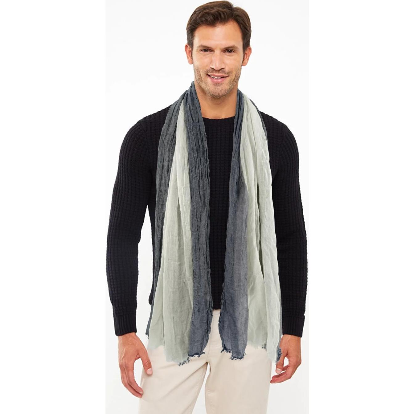 Bufanda Larga de Color para Hombre GERINLY 95x200cm Algodón Lino