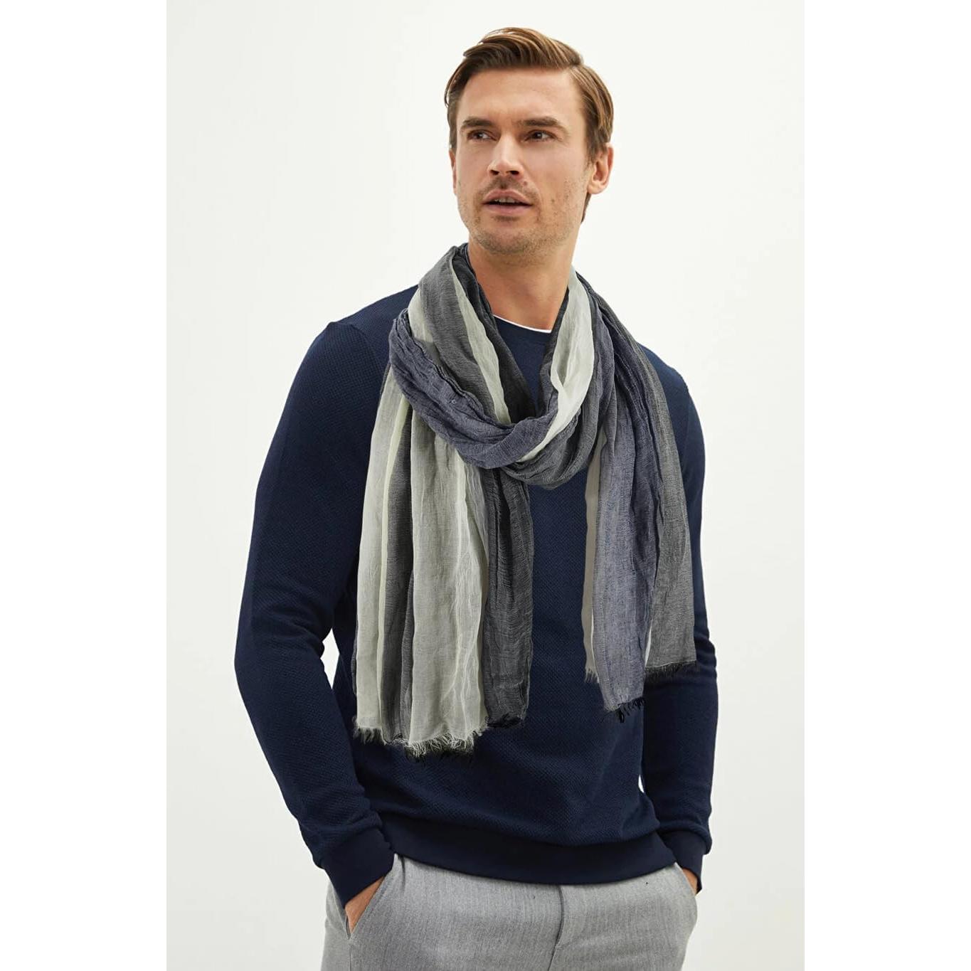 Bufanda Larga de Color para Hombre GERINLY 95x200cm Algodón Lino