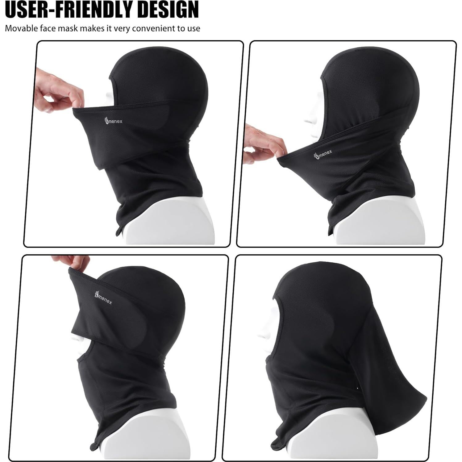 Balaclava Omenex Negra 2 Piezas Transpirable UPF50 para Esquí
