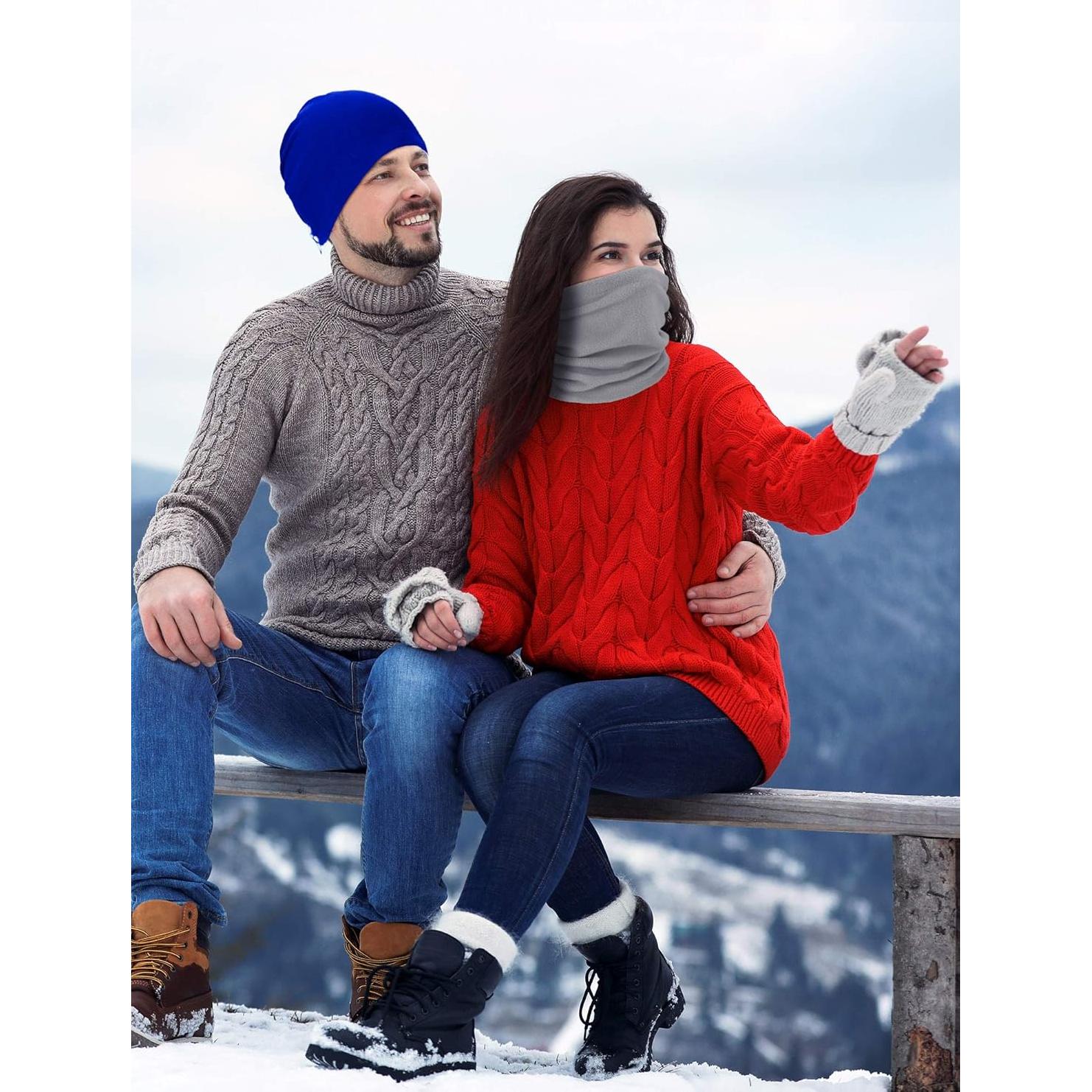 4 Calentadores de Cuello de Forro Polar Invierno Unisex
