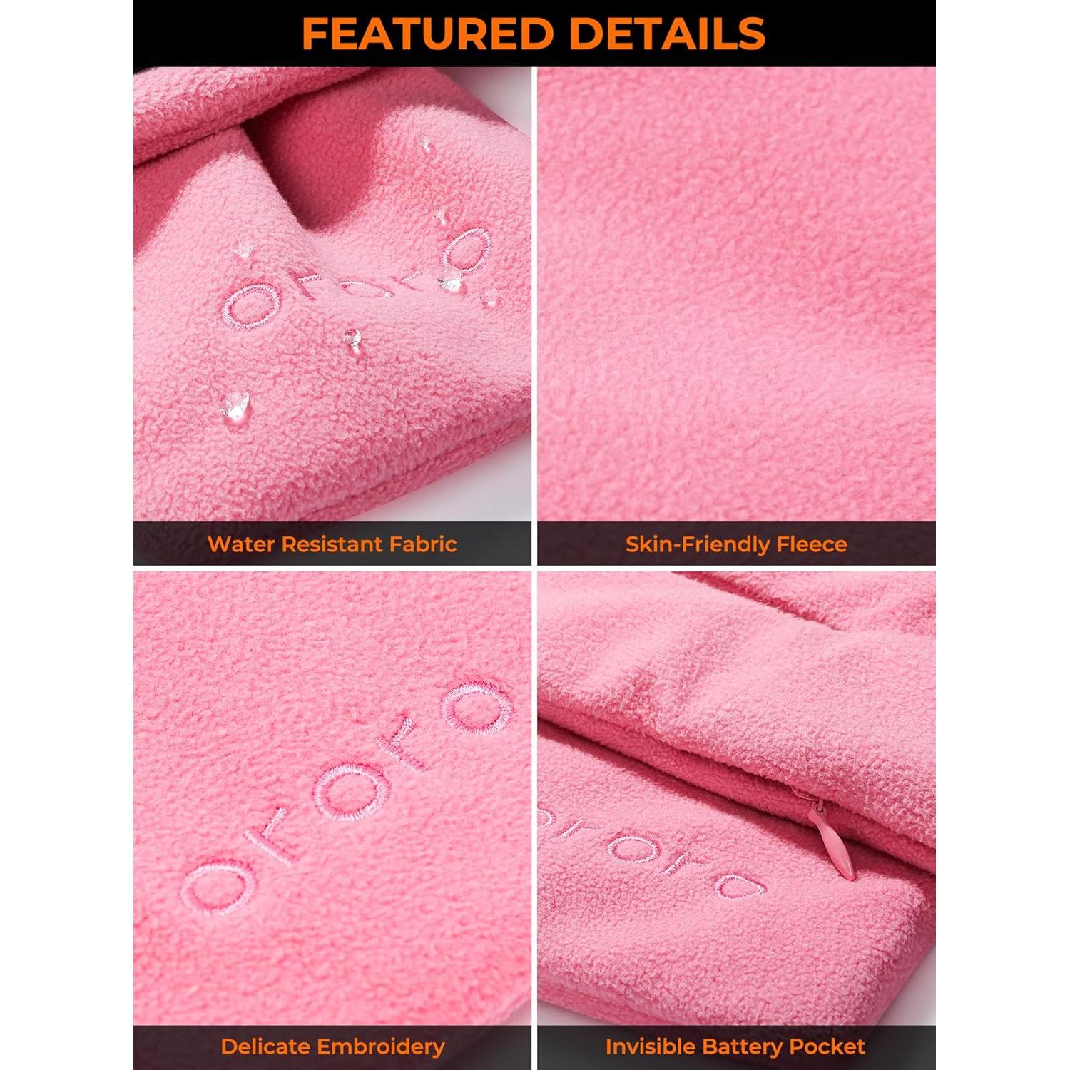 Bufanda Calentada ORORO Unisex Rosa con Batería 7.4V