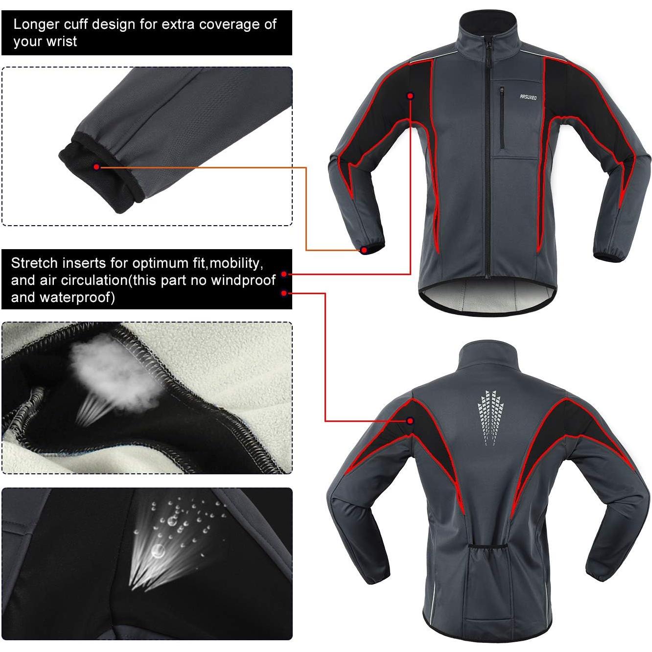 Chaqueta Térmica Softshell Invierno Ciclismo ARSUXEO XX-Large Gris