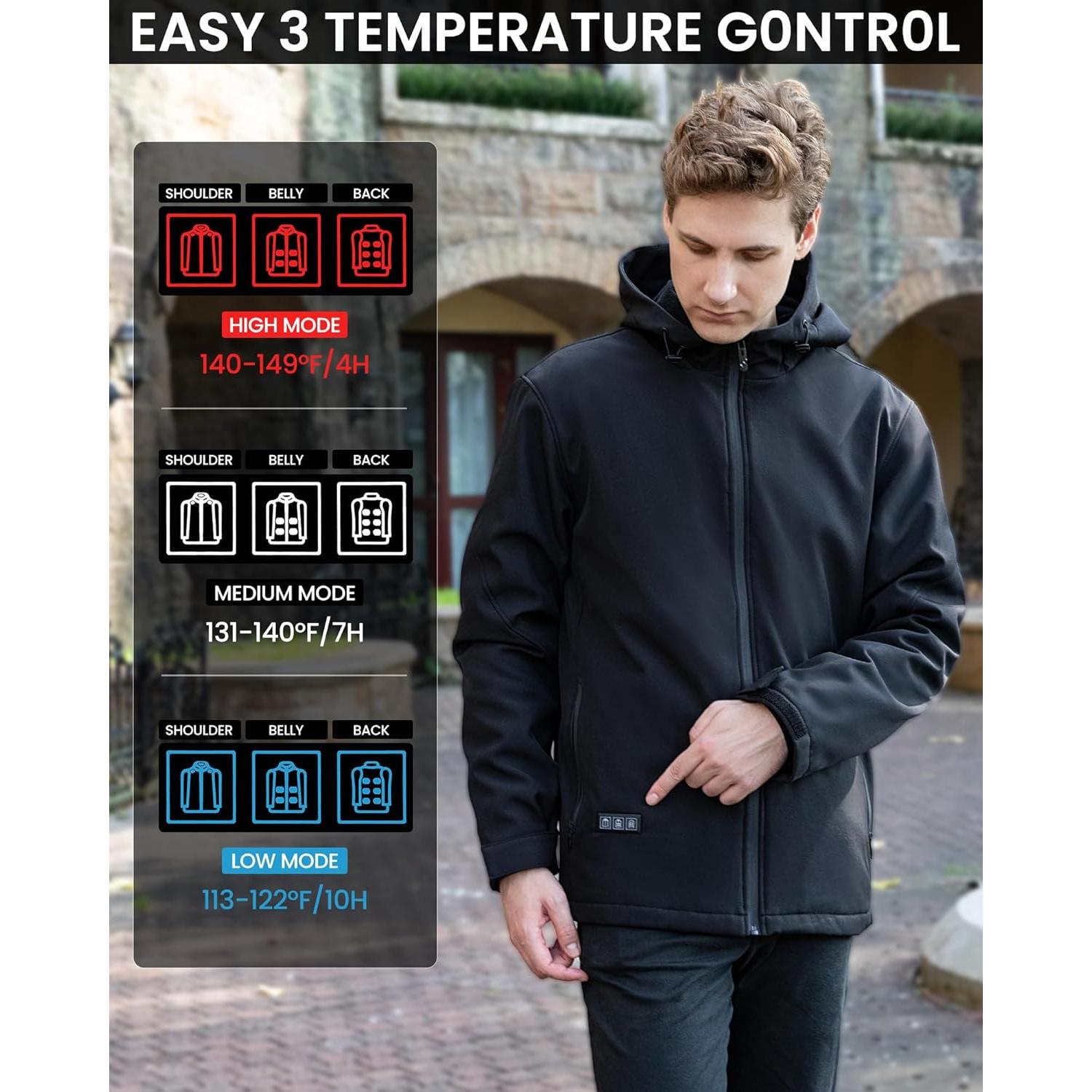 Chaqueta Calentada Impermeable Super Kegel para Hombres - Mediana